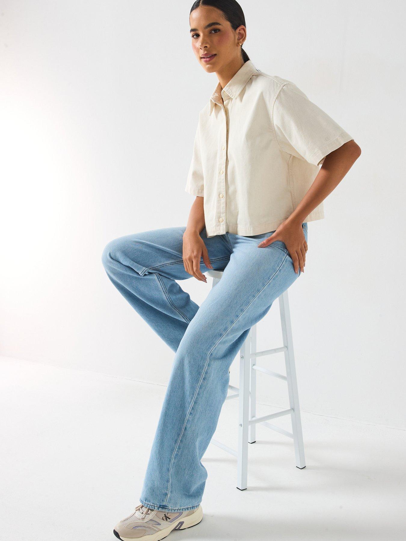 calvin-klein-jeans-short-sleeve-denim-shirt-chalk-white