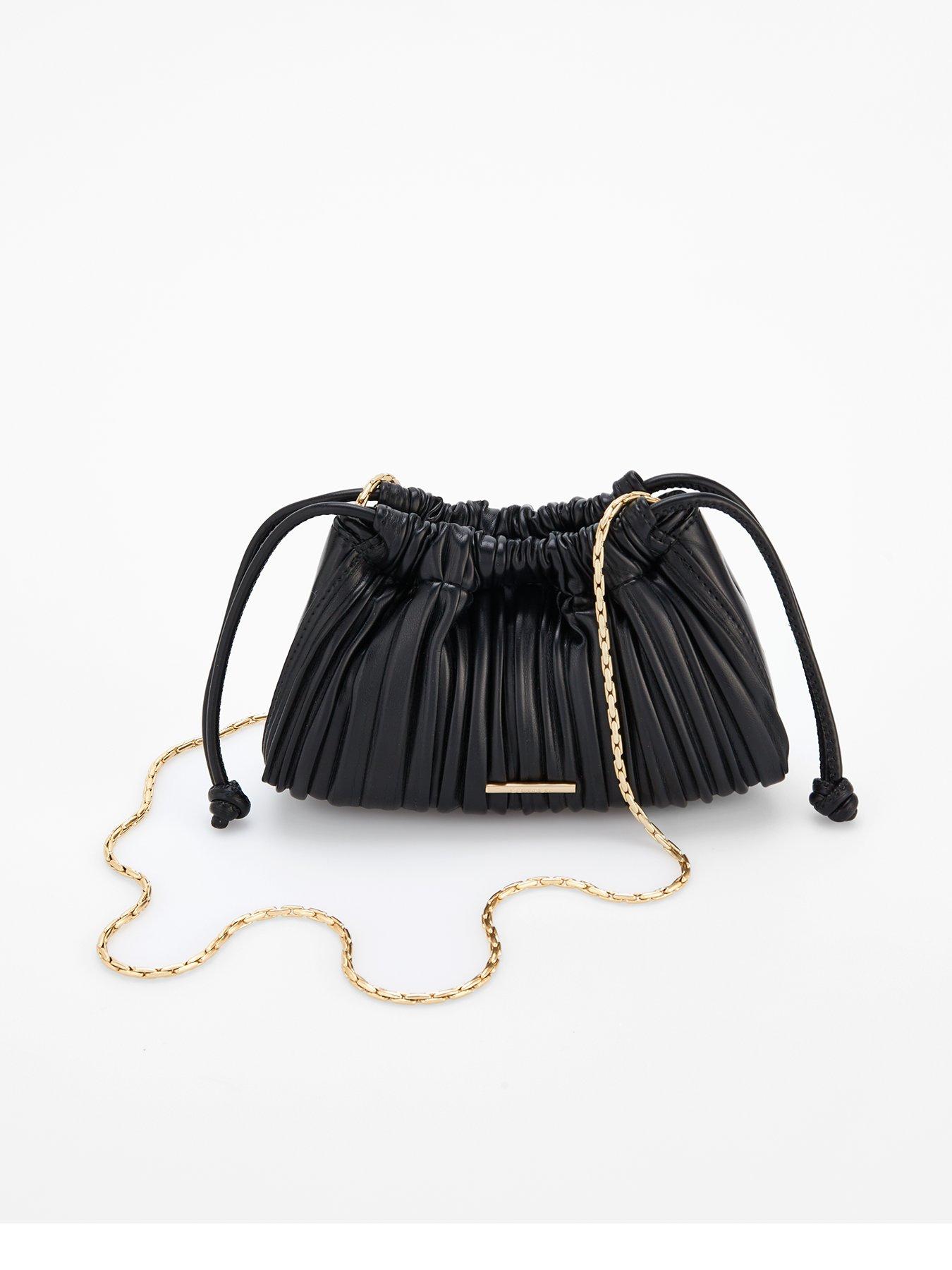 Calvin Klein Gathered Drawstring Crossbody Bag  &  Black