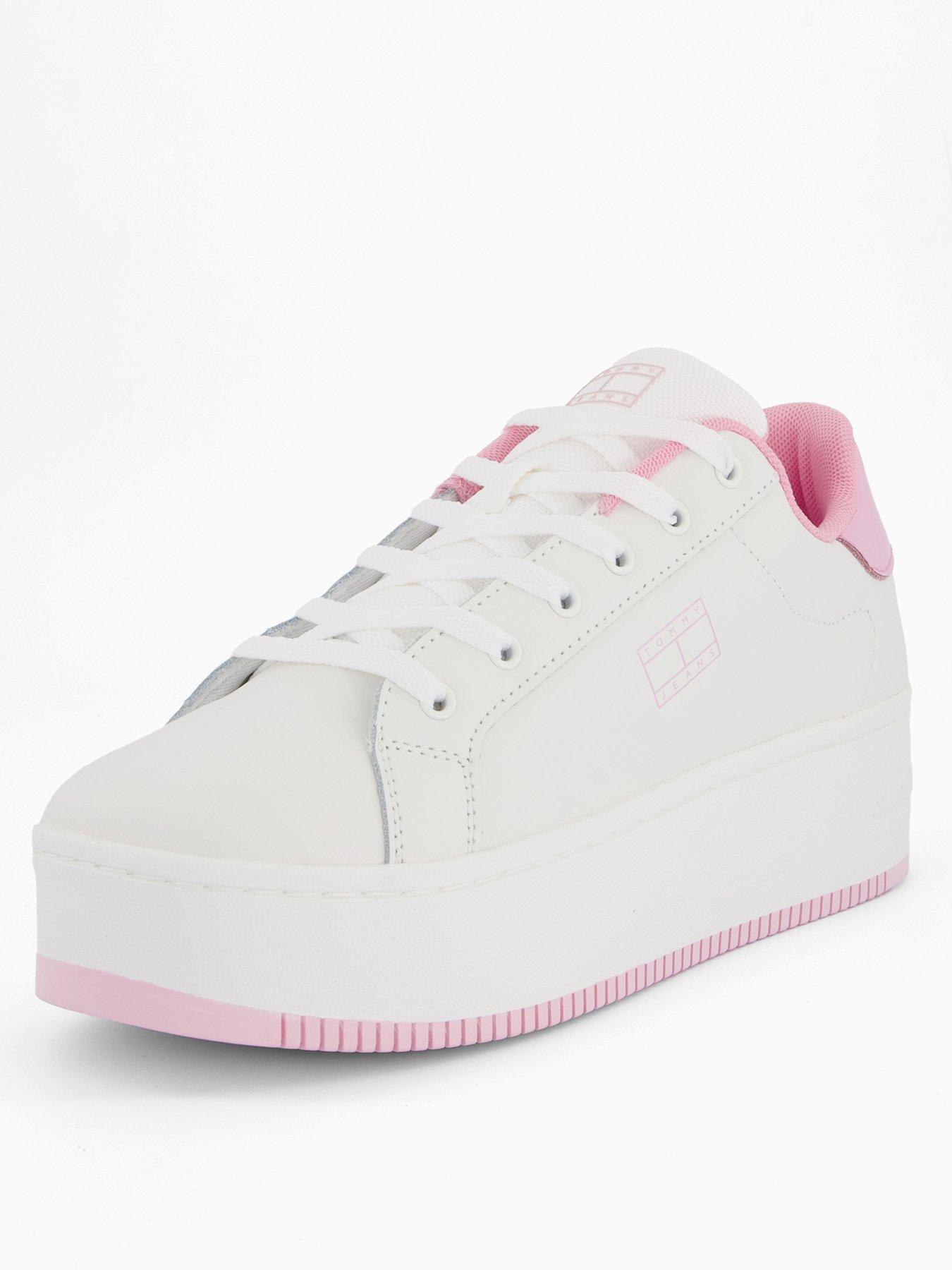 undefined Jean Platform Sneakers - Ecru/ Pink