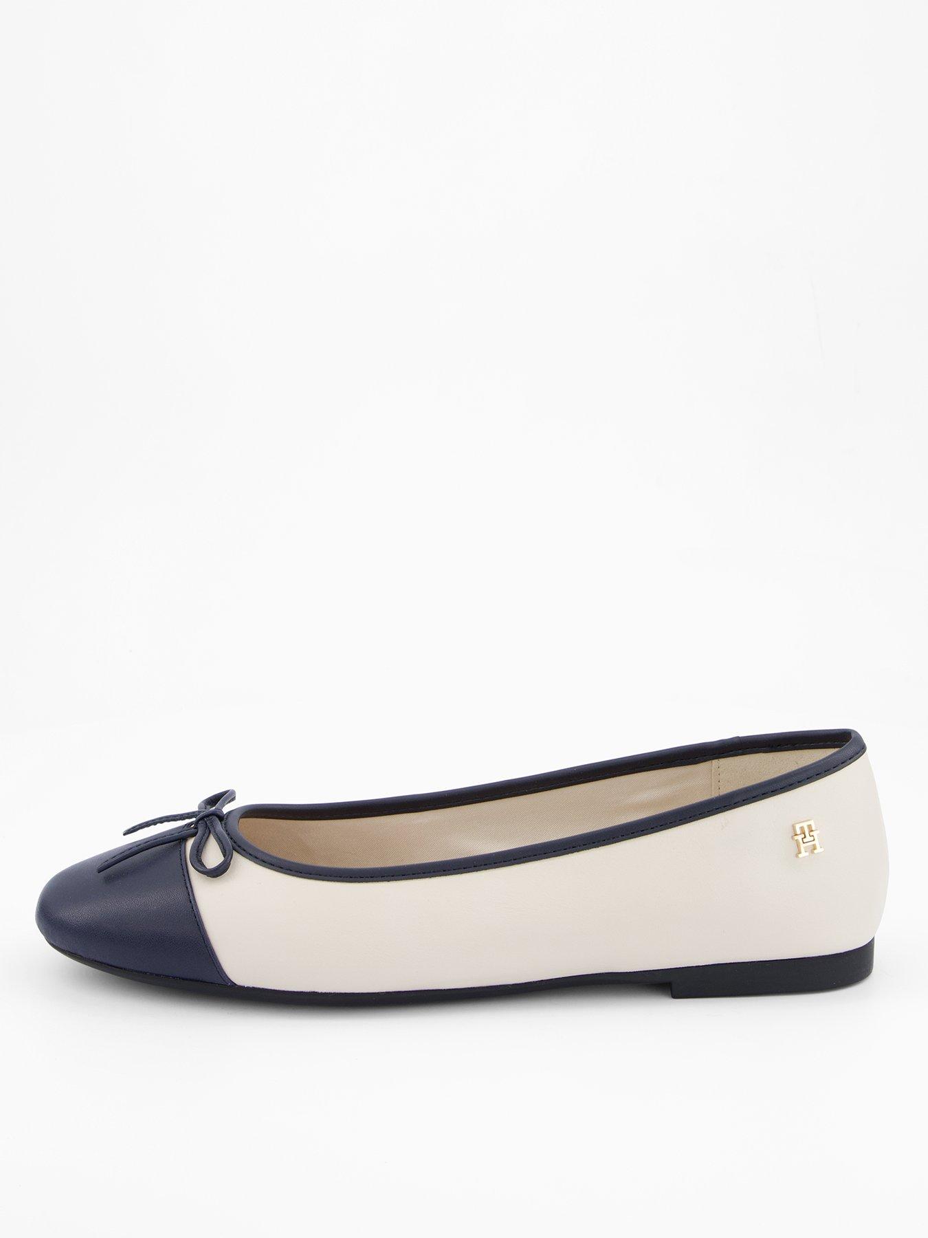 undefined Leather Ballerina Shoe - Newsprint Beige