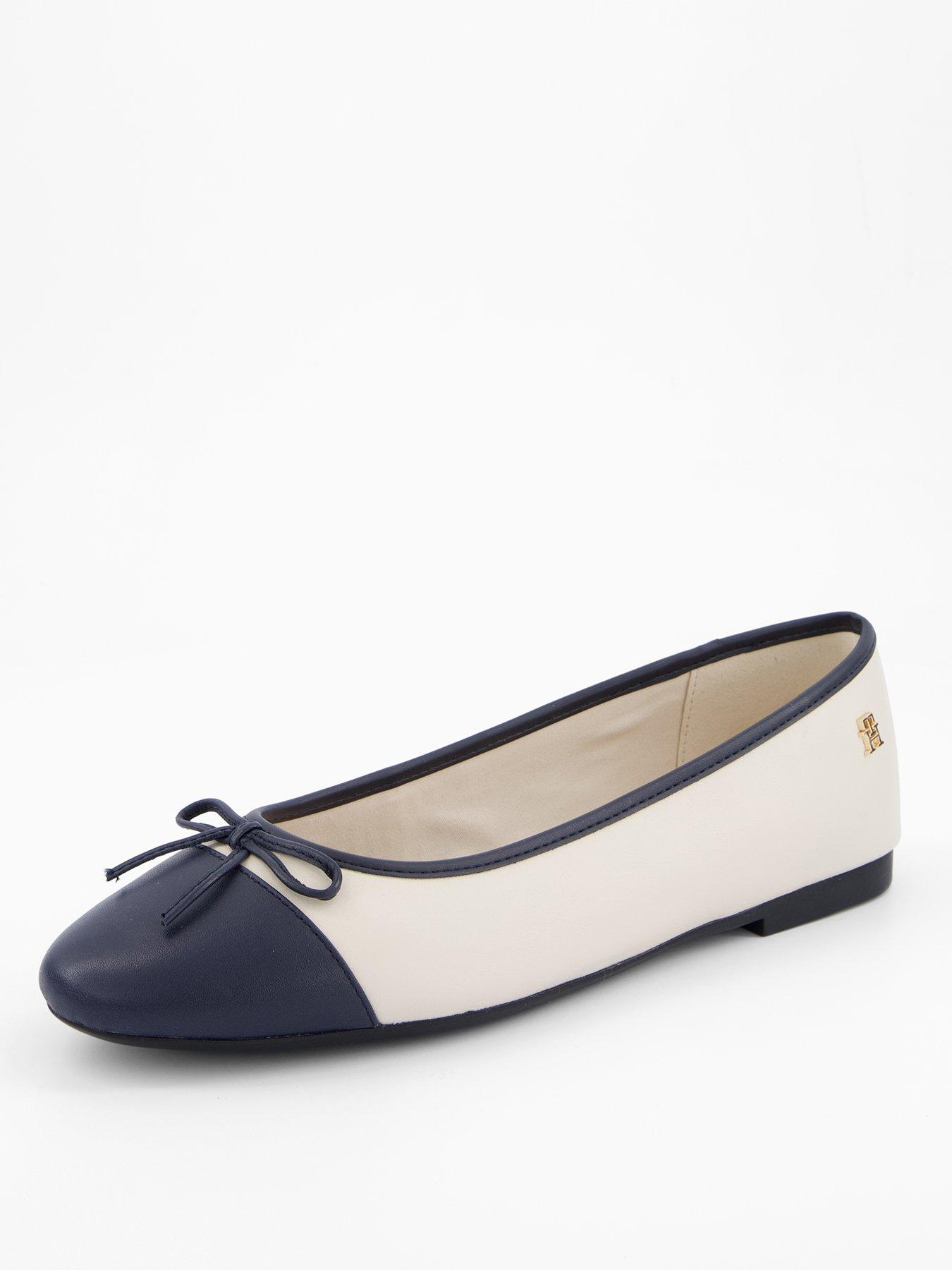 Image 2 of 6 of Tommy Hilfiger Leather Ballerina Shoe - Newsprint Beige