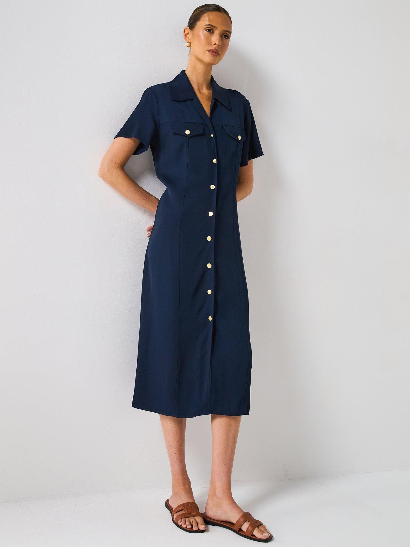 Tommy Hilfiger Short Sleeve Shirt Dress - Navy