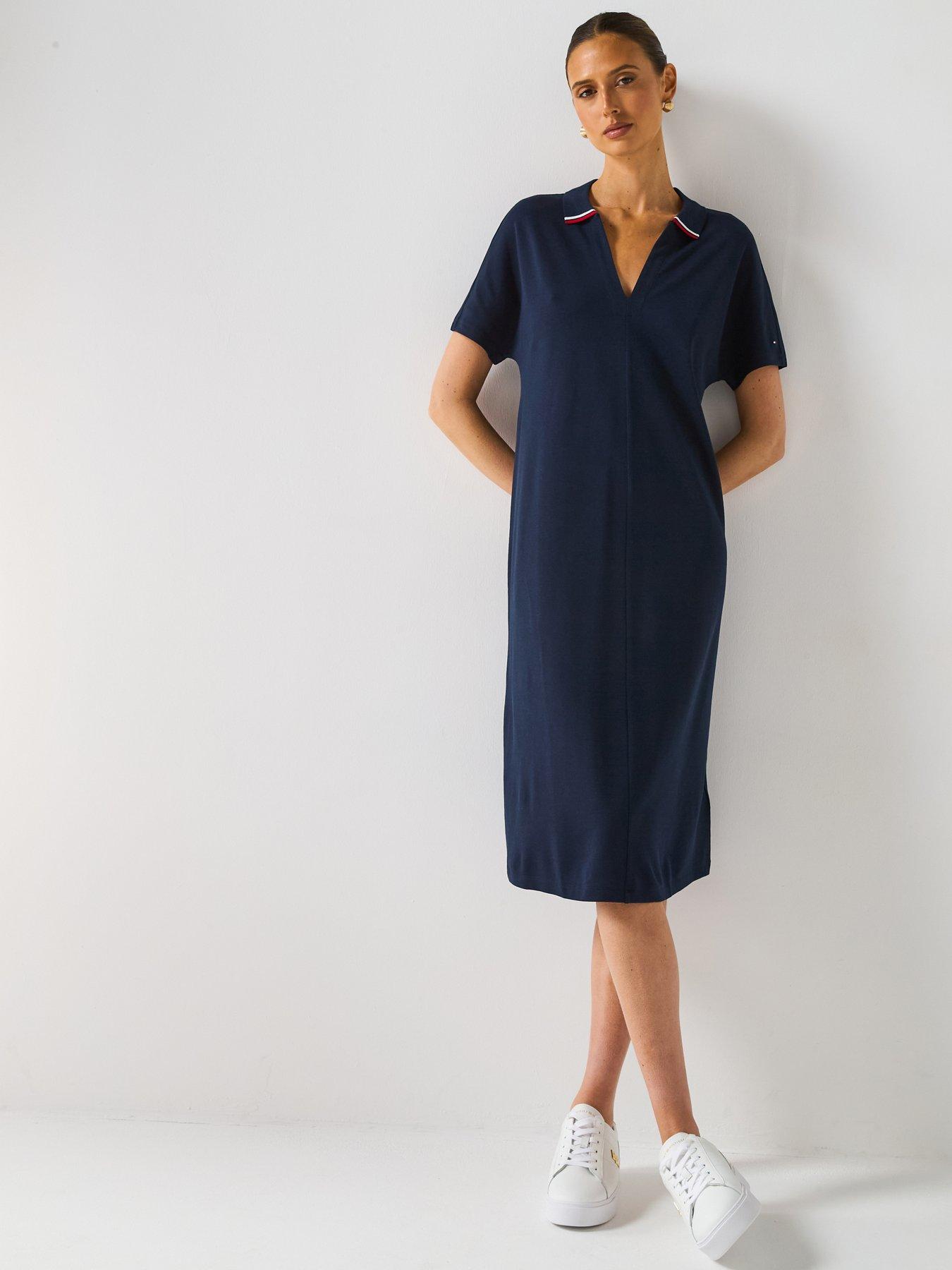 undefined Slim Mini Polo Dress - Navy