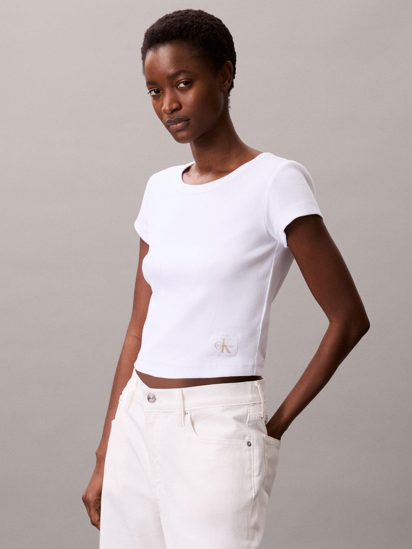 Calvin Klein Jeans Cotton Stretch Rib Baby T-shirt - White