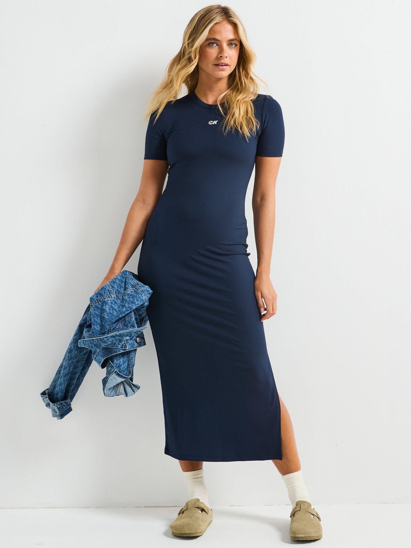 undefined Calvin Klein Jeans Short Sleeve Modal Rib Dress - Black