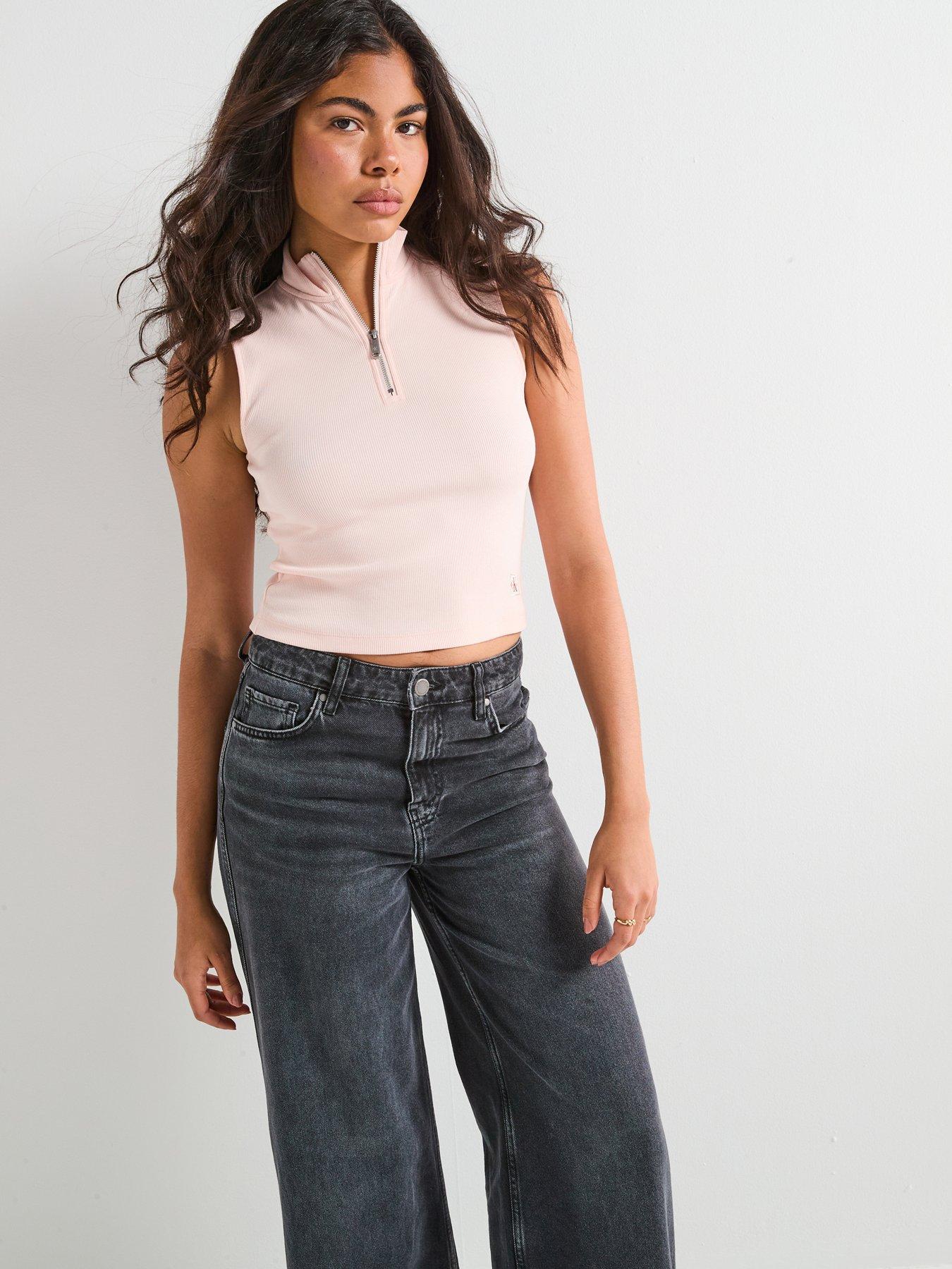 calvin-klein-jeans-sleeveless-quarter-zip-top-pink