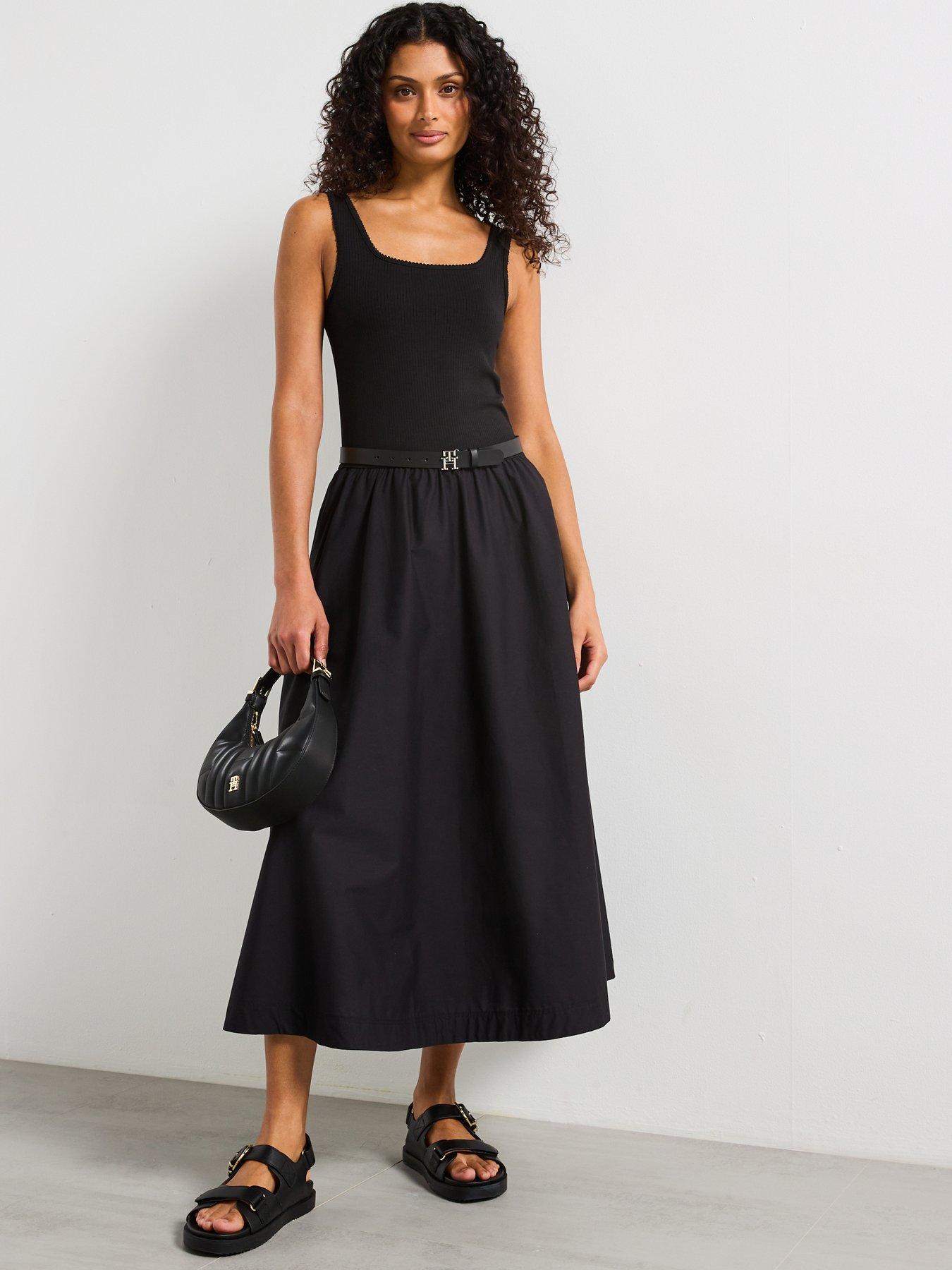 tommy-hilfiger-slim-fit-midi-dress-black