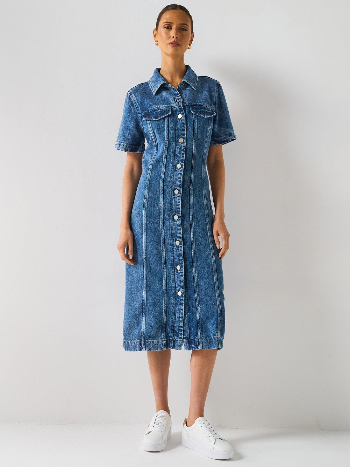 Tommy Hilfiger Lana Short Sleeve Denim Midi Shirt Dress - Blue