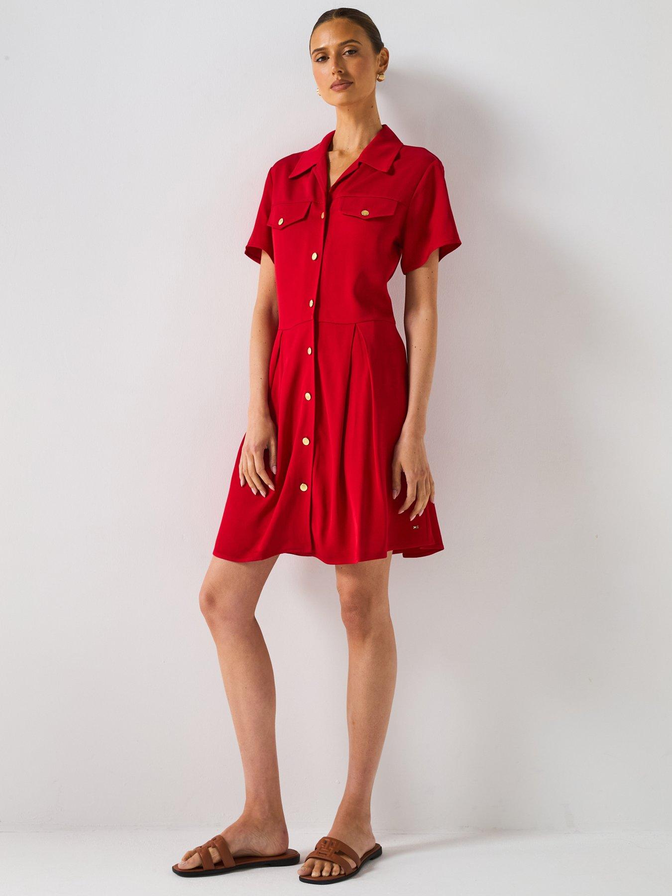 undefined Tommy Hilfiger Viscose Twill Shirt Mini Dress - Red