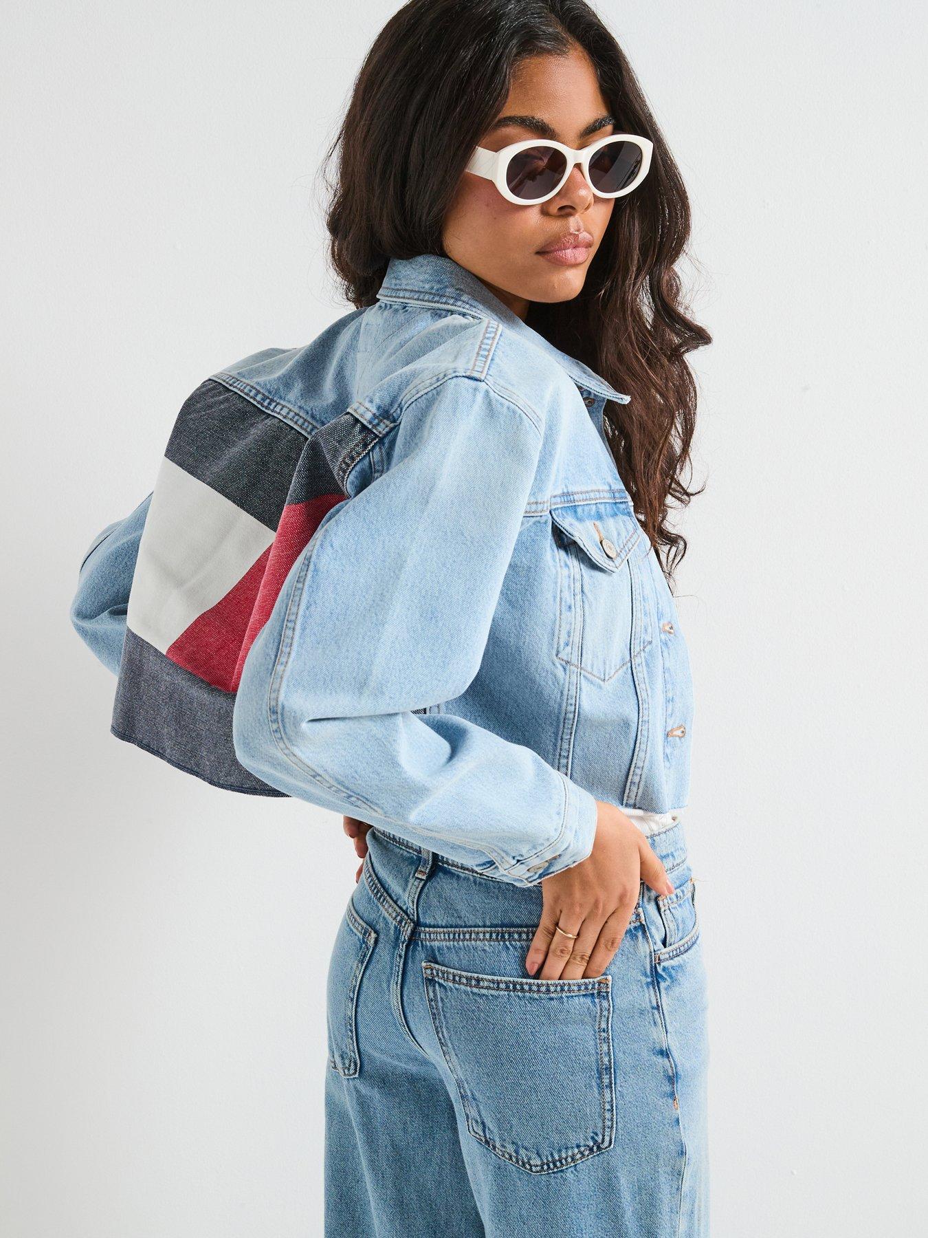 Tommy Jeans Cropped Graphic Trucker Jacket - Blue