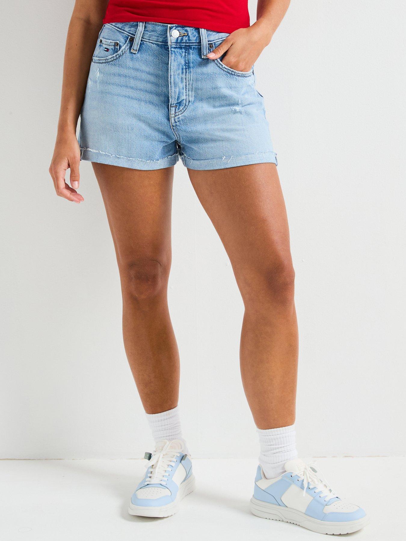 Tommy Jeans Raw Hem Denim Shorts - Blue
