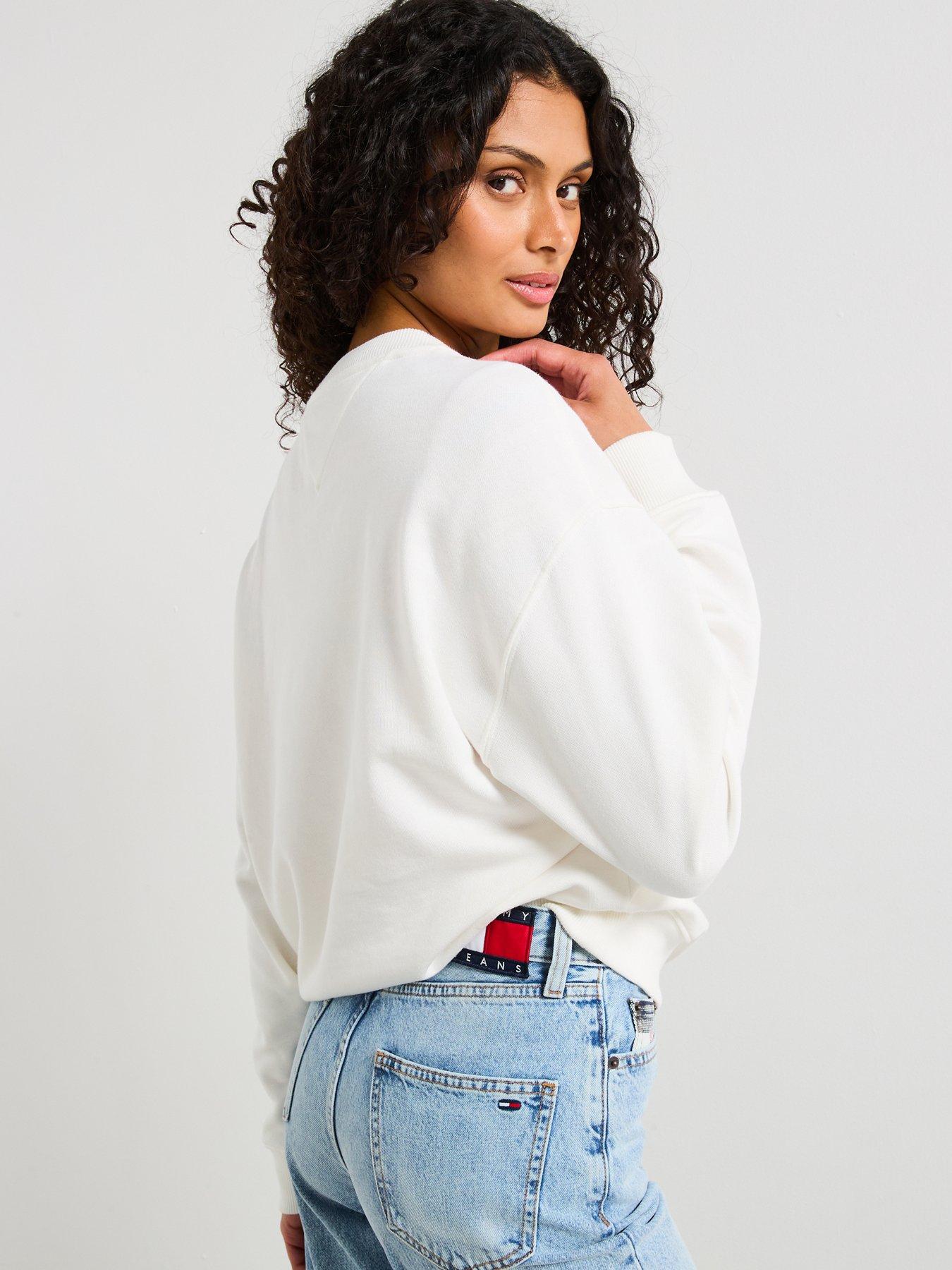 Image 2 of 6 of Tommy Jeans Gradient Flag Crew Sweatshirt - White