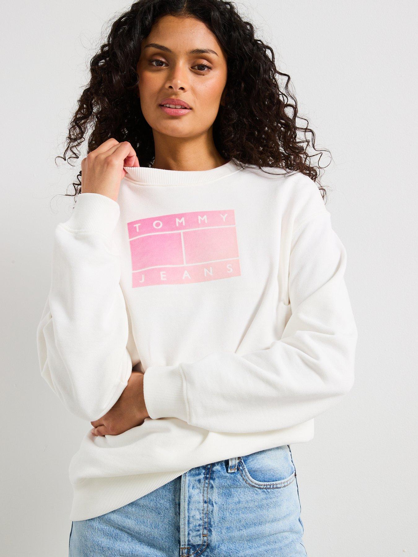 Image 5 of 6 of Tommy Jeans Gradient Flag Crew Sweatshirt - White