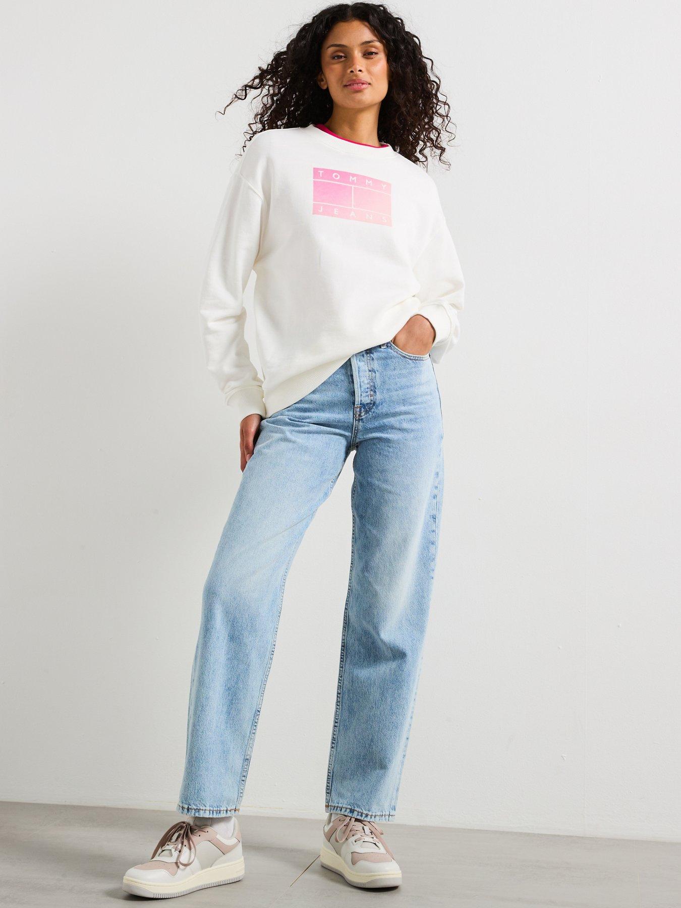Image 6 of 6 of Tommy Jeans Gradient Flag Crew Sweatshirt - White