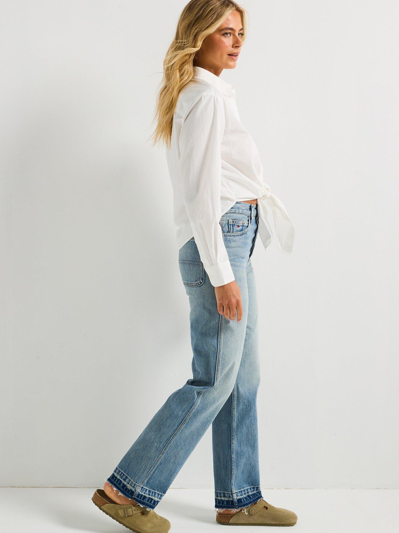 Image 6 of 6 of Tommy Jeans Tjw Long Sleeve Tie Front Shirt - White