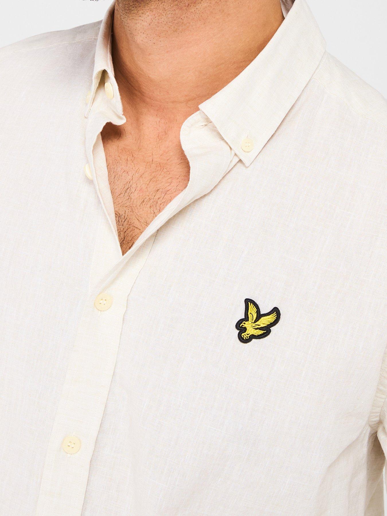 image of lyle-scott-linen-blend-oxford-shirt-grey