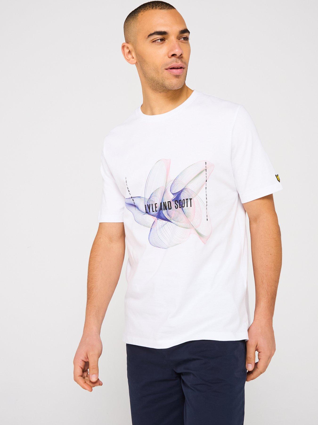  image of lyle-scott-3d-line-graphic-t-shirt-white