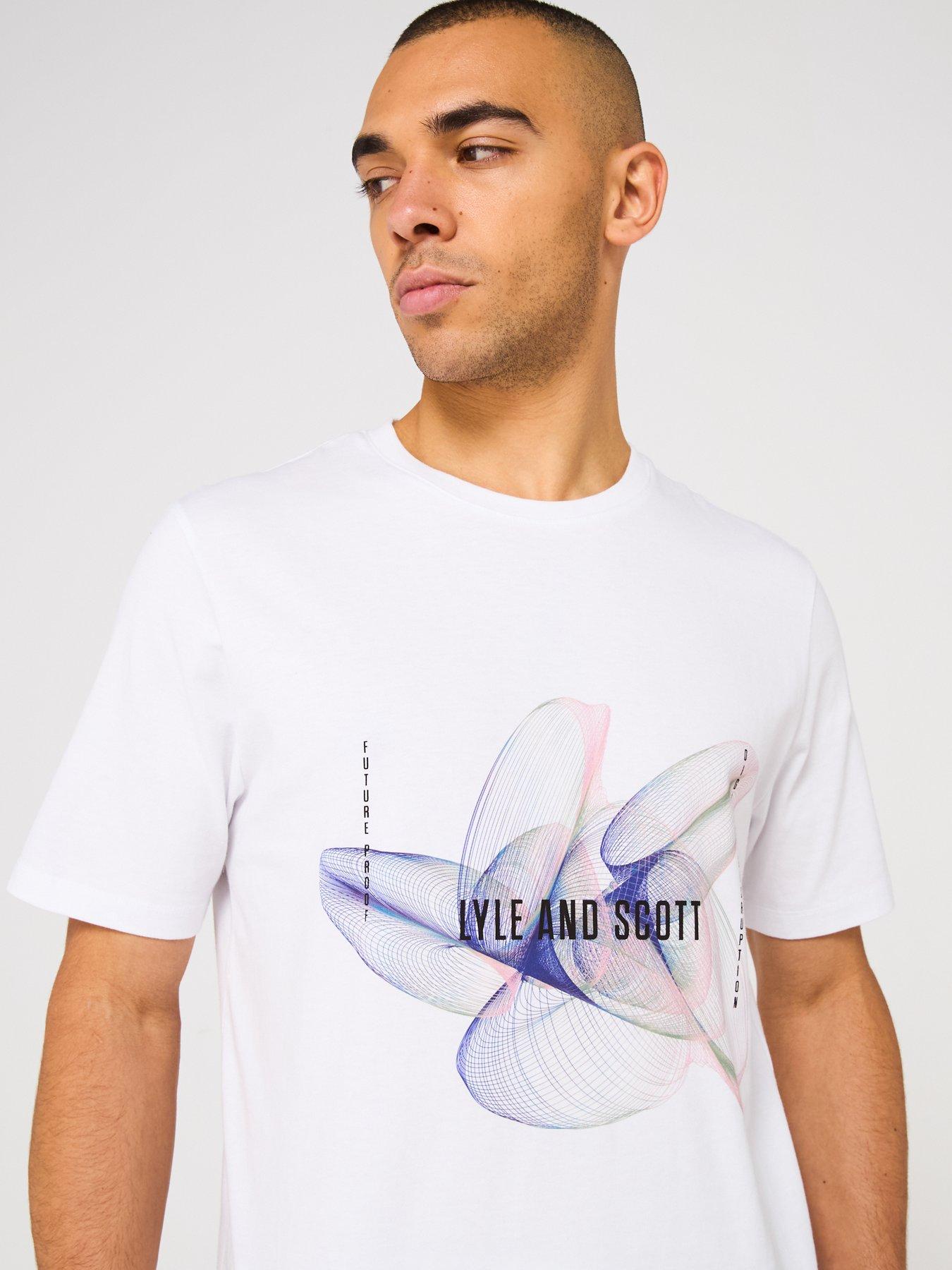  image of lyle-scott-3d-line-graphic-t-shirt-white