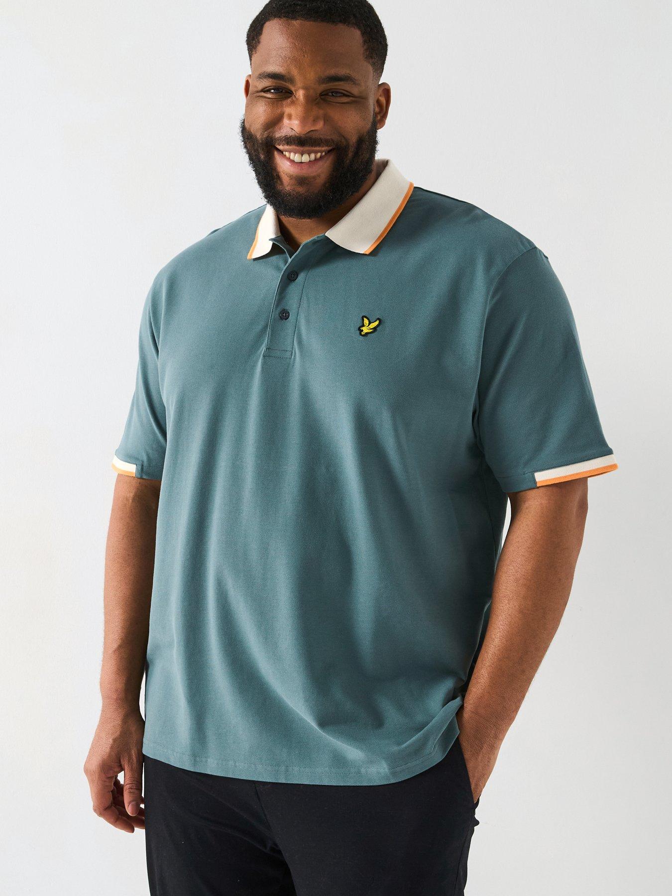 lyle-scott-lyle-amp-scott-big-amp-tall-half-tipped-polo-shirt--green