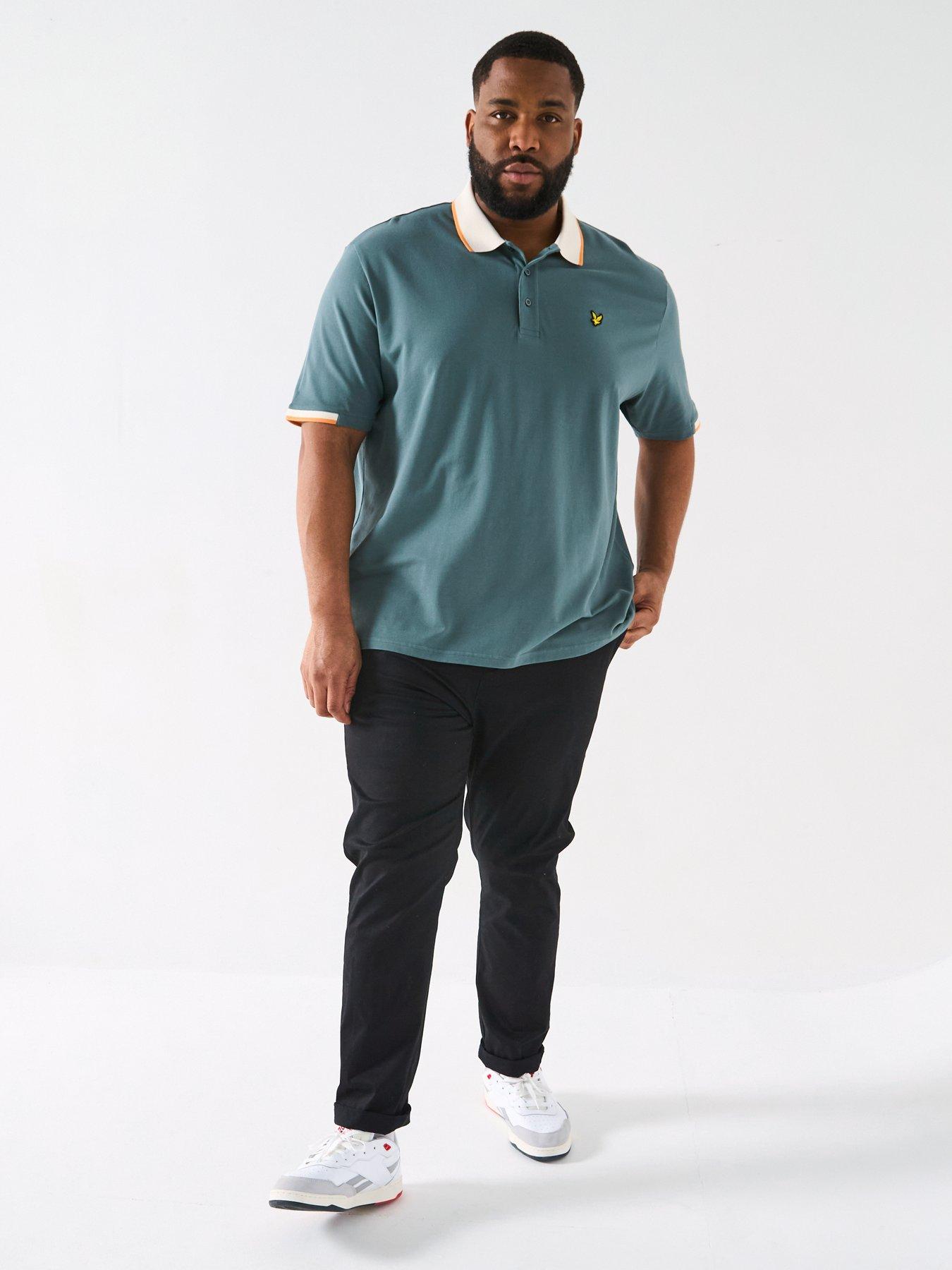 image of lyle-scott-lyle-amp-scott-big-amp-tall-half-tipped-polo-shirt--green