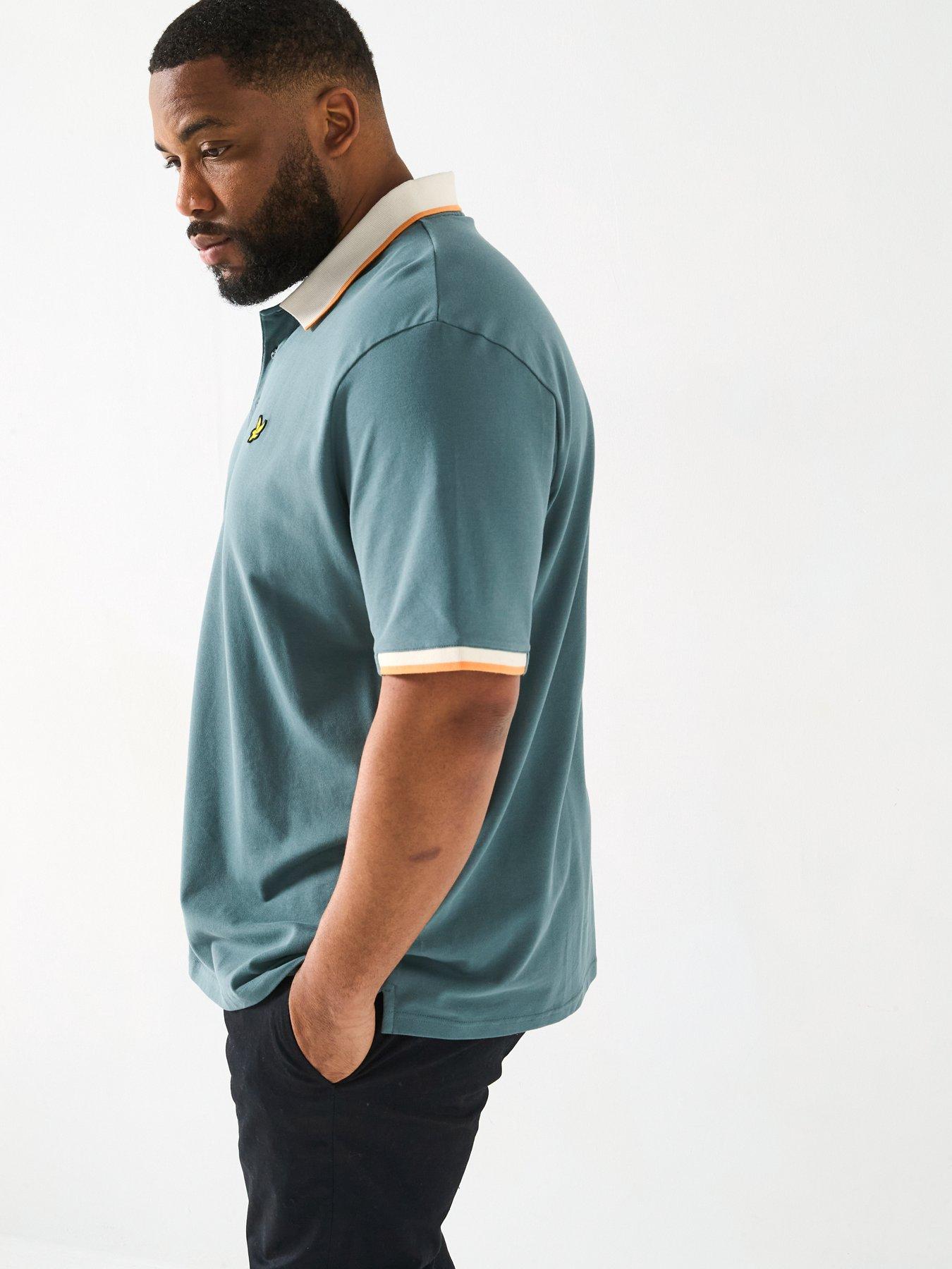  image of lyle-scott-lyle-amp-scott-big-amp-tall-half-tipped-polo-shirt--green