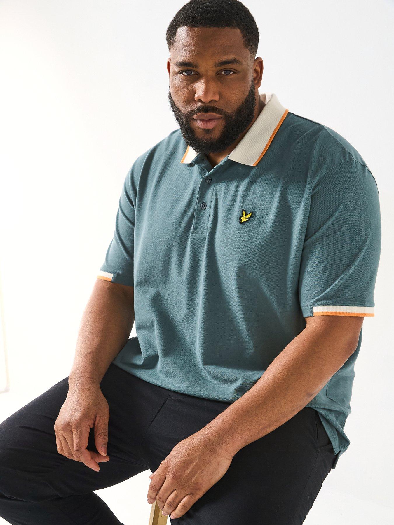  image of lyle-scott-lyle-amp-scott-big-amp-tall-half-tipped-polo-shirt--green