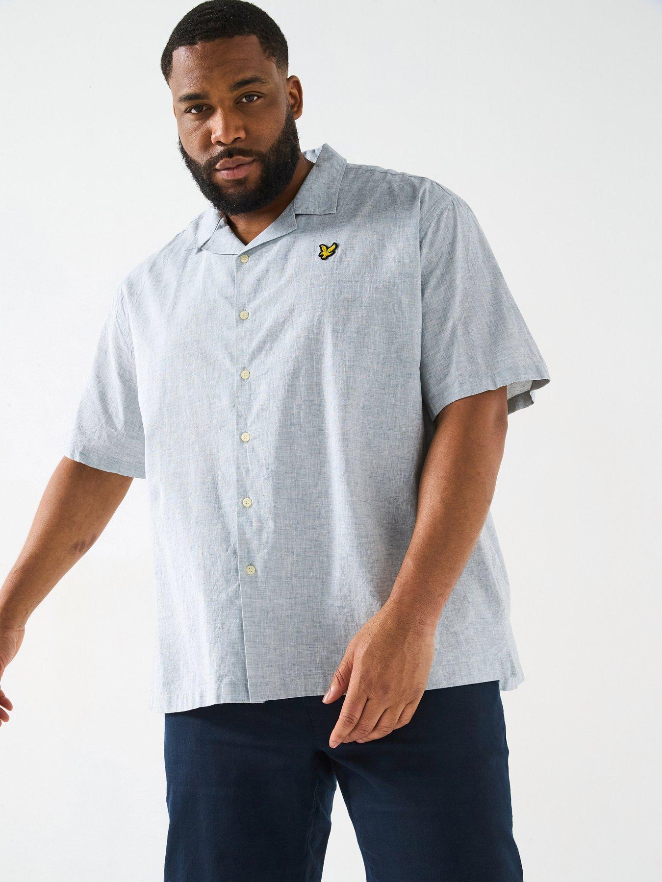 lyle-scott-lyle-amp-scott-big-amp-tall-linen-blend-oxford-revere-shirt--grey