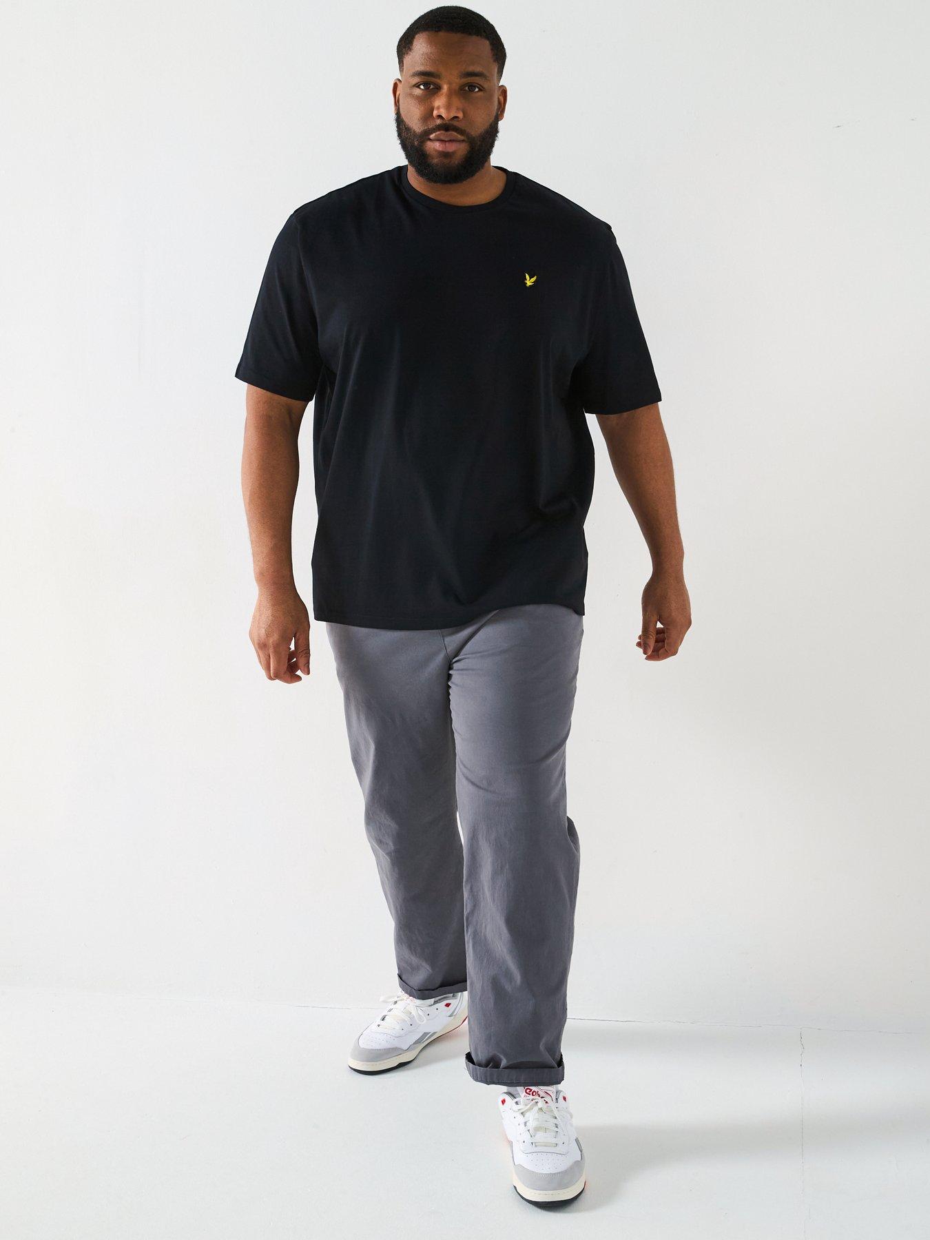  image of lyle-scott-lyle-amp-scott-big-amp-tall-plain-t-shirt--black