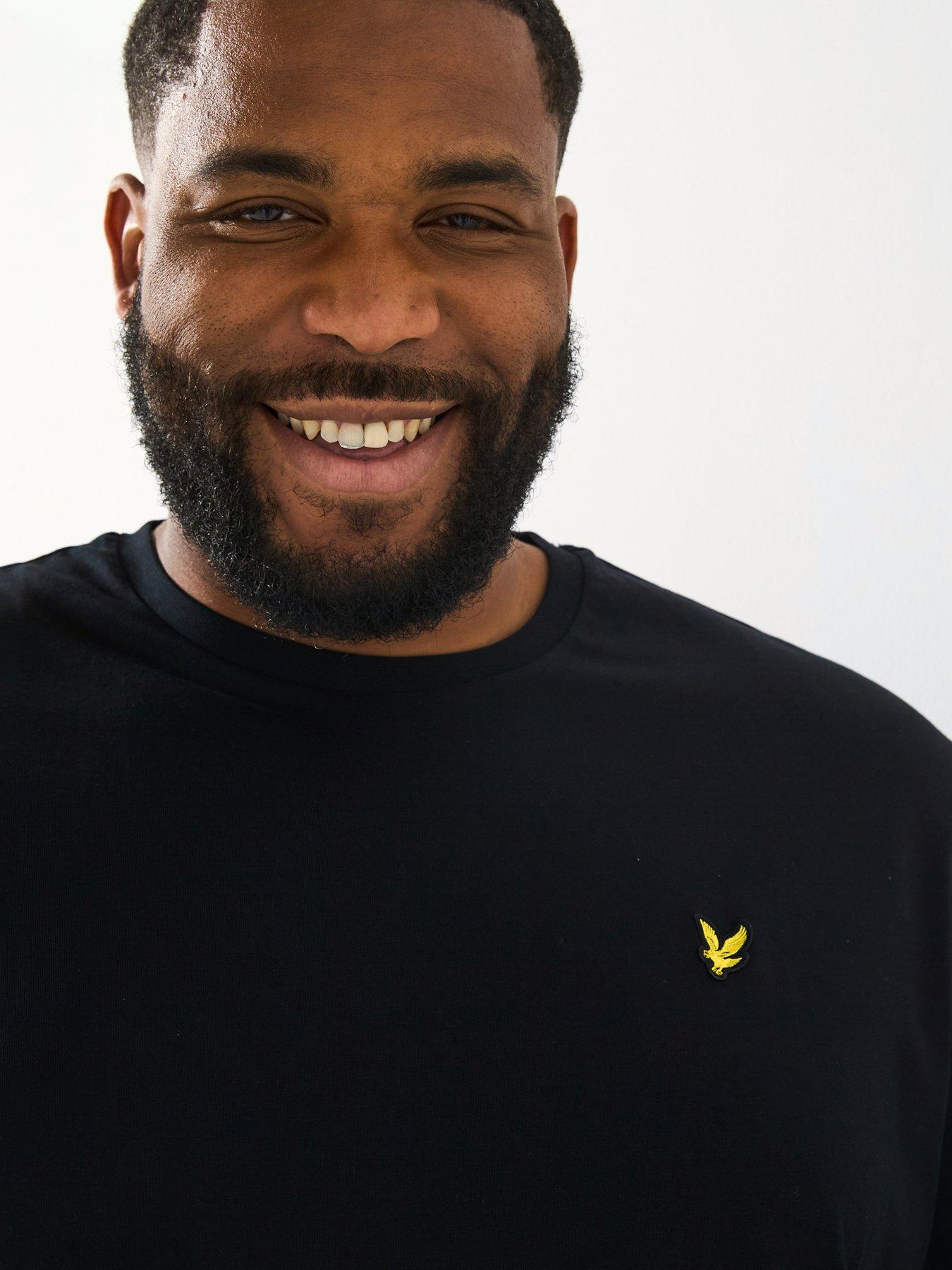  image of lyle-scott-lyle-amp-scott-big-amp-tall-plain-t-shirt--black
