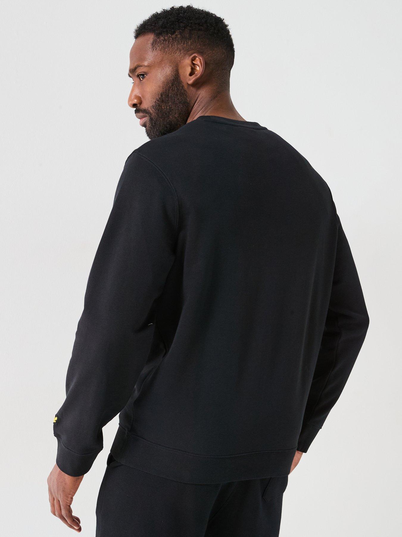  image of lyle-scott-loopback-embroidered-crew-neck-sweat-black