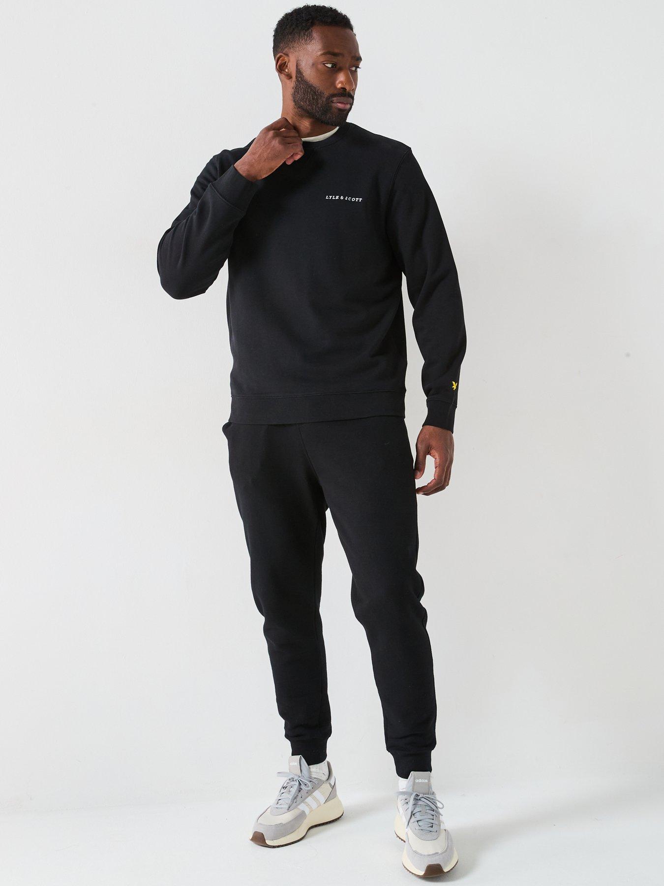  image of lyle-scott-loopback-embroidered-crew-neck-sweat-black
