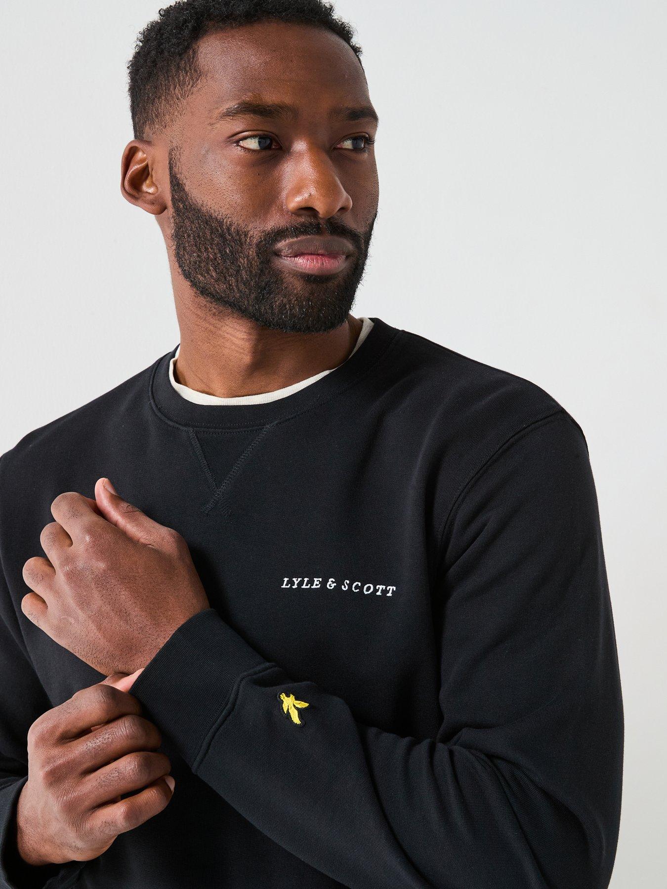  image of lyle-scott-loopback-embroidered-crew-neck-sweat-black