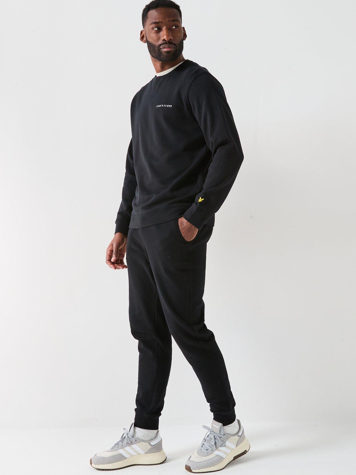  image of lyle-scott-loopback-embroidered-crew-neck-sweat-black