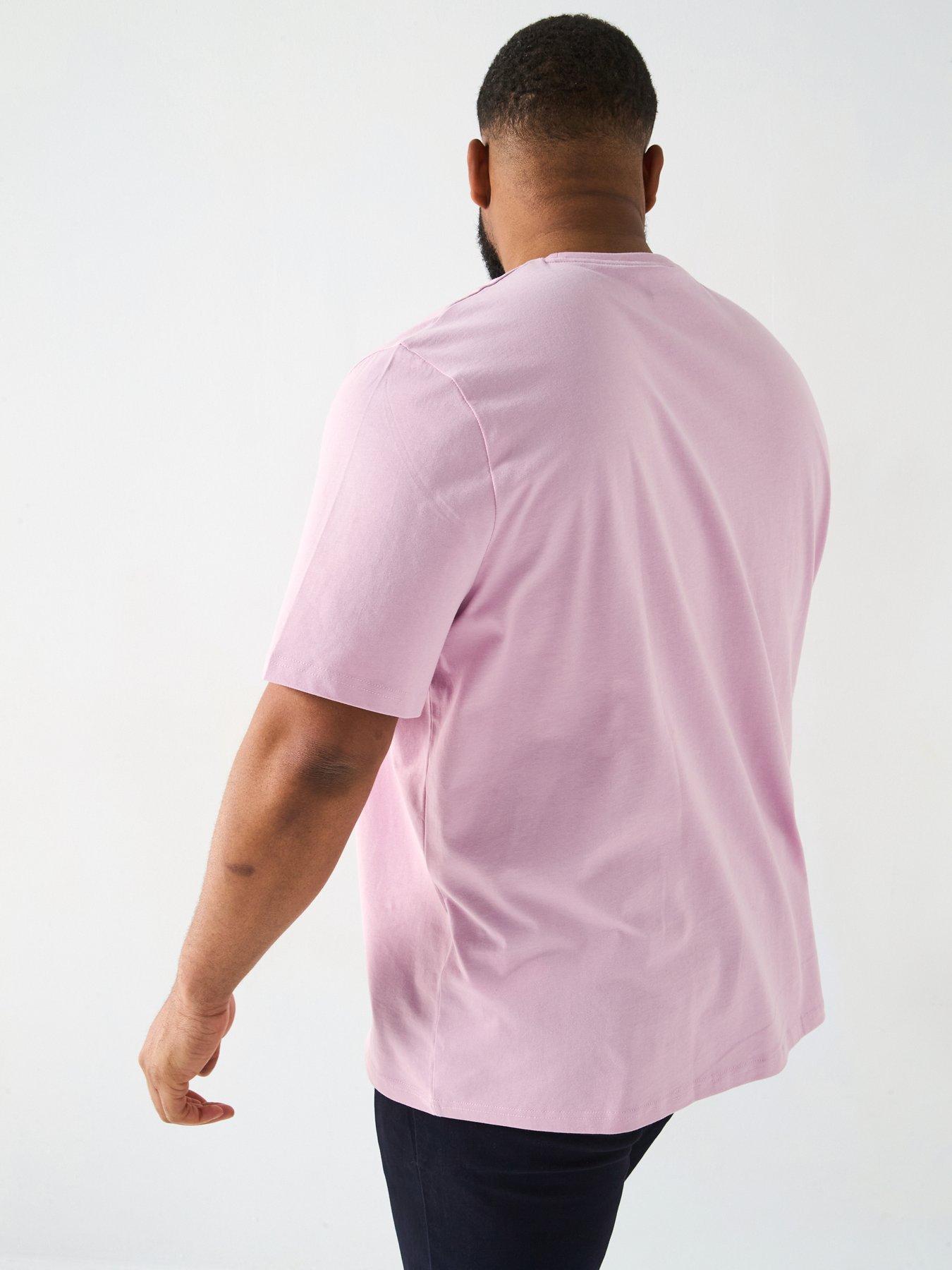  image of lyle-scott-lyle-amp-scott-big-amp-tall-plain-t-shirt--pink