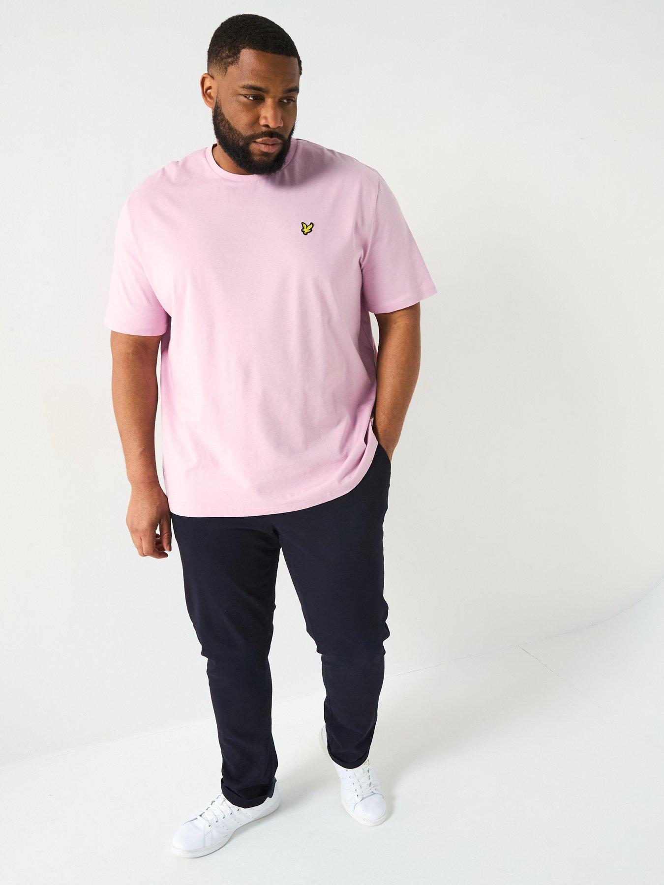  image of lyle-scott-lyle-amp-scott-big-amp-tall-plain-t-shirt--pink