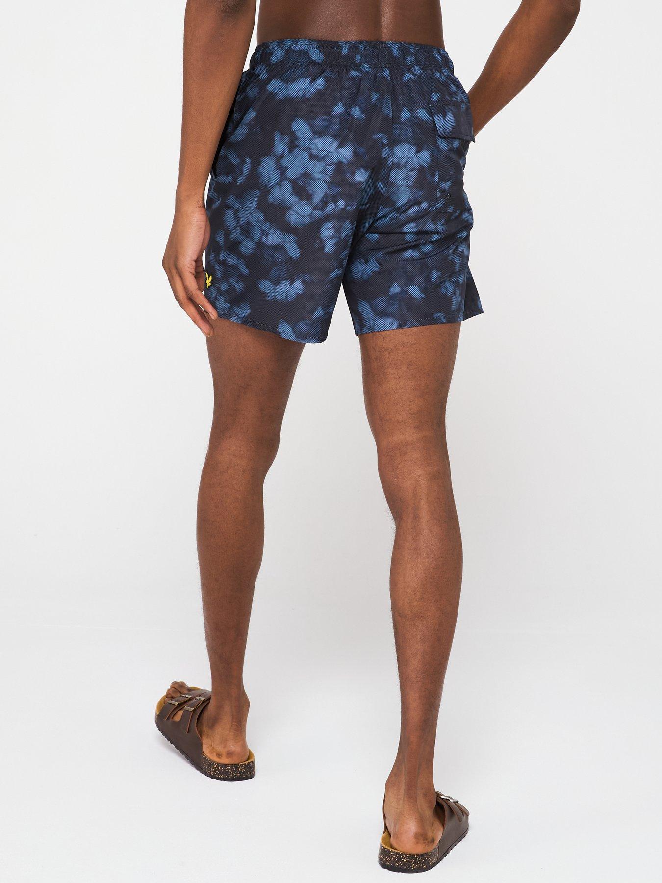  image of lyle-scott-digital-floral-print-floral-swim-shorts-navy