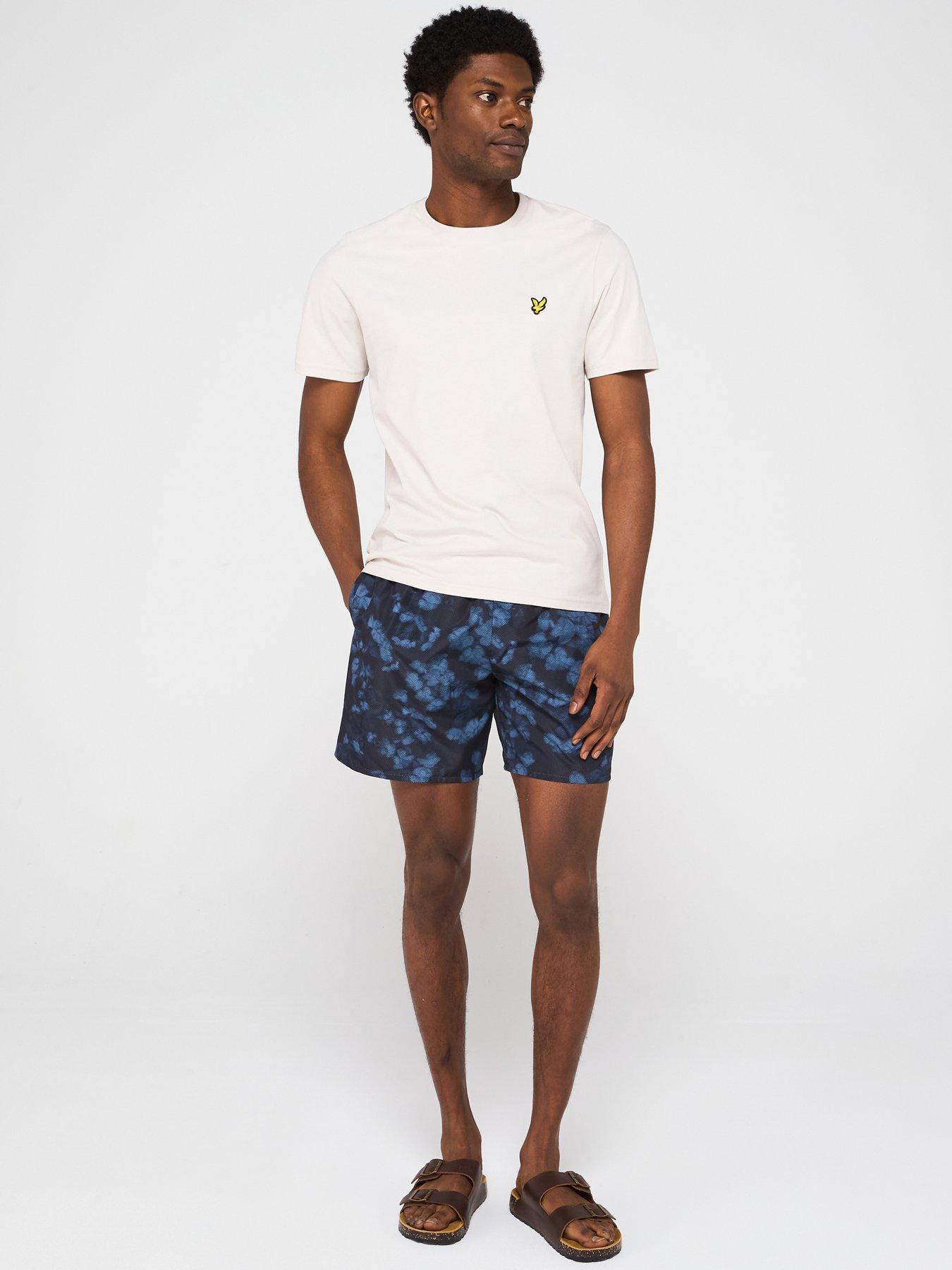  image of lyle-scott-digital-floral-print-floral-swim-shorts-navy