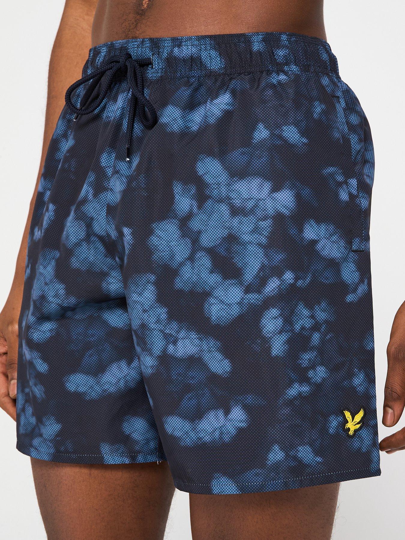  image of lyle-scott-digital-floral-print-floral-swim-shorts-navy