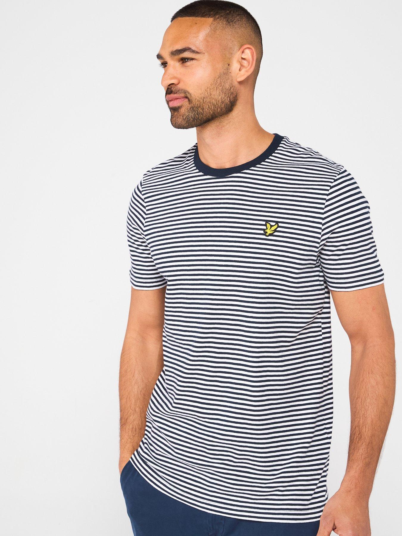  image of lyle-scott-linen-blend-breton-stripe-t-shirt-navy