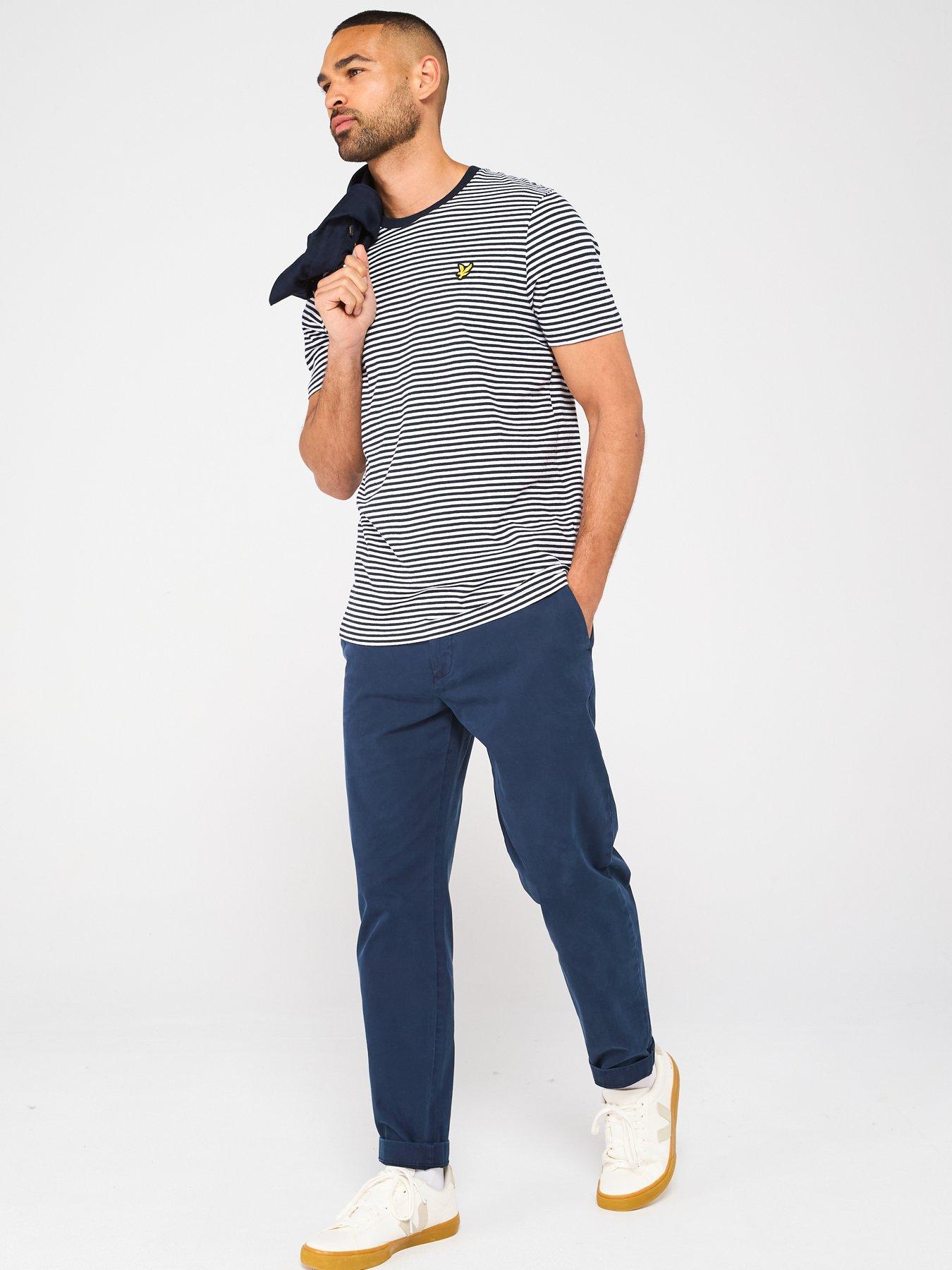  image of lyle-scott-linen-blend-breton-stripe-t-shirt-navy