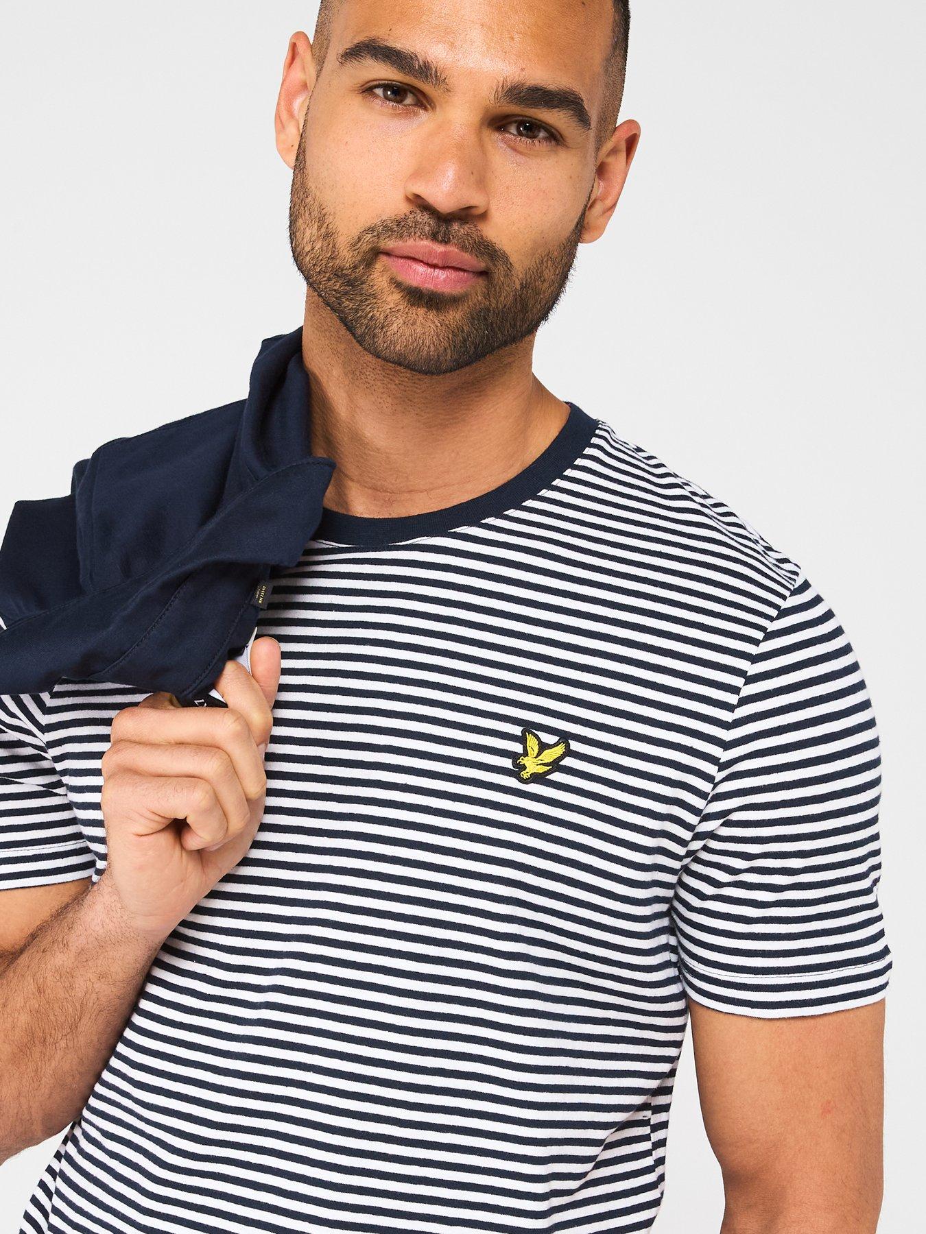  image of lyle-scott-linen-blend-breton-stripe-t-shirt-navy