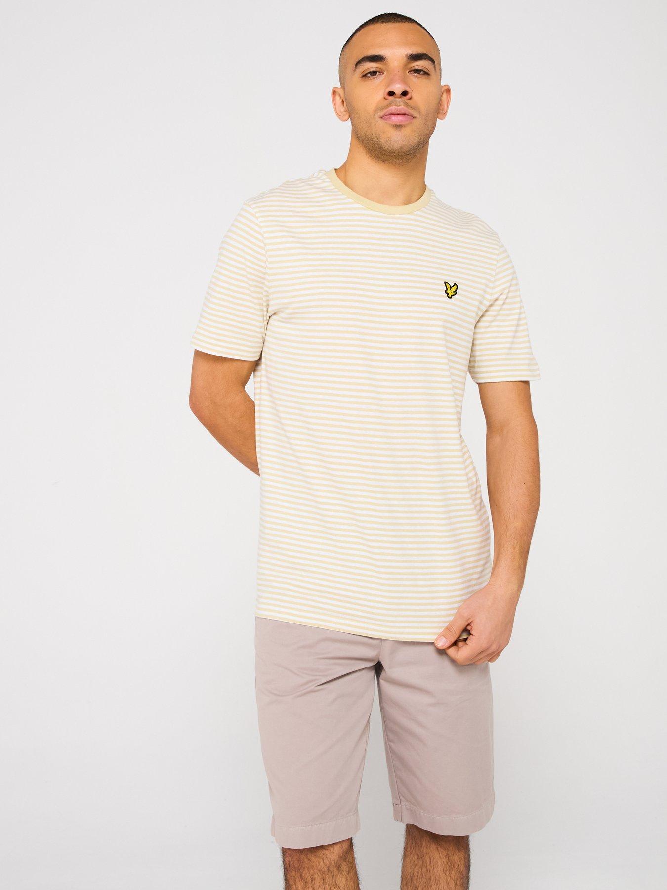  image of lyle-scott-linen-blend-breton-stripe-t-shirt-off-white