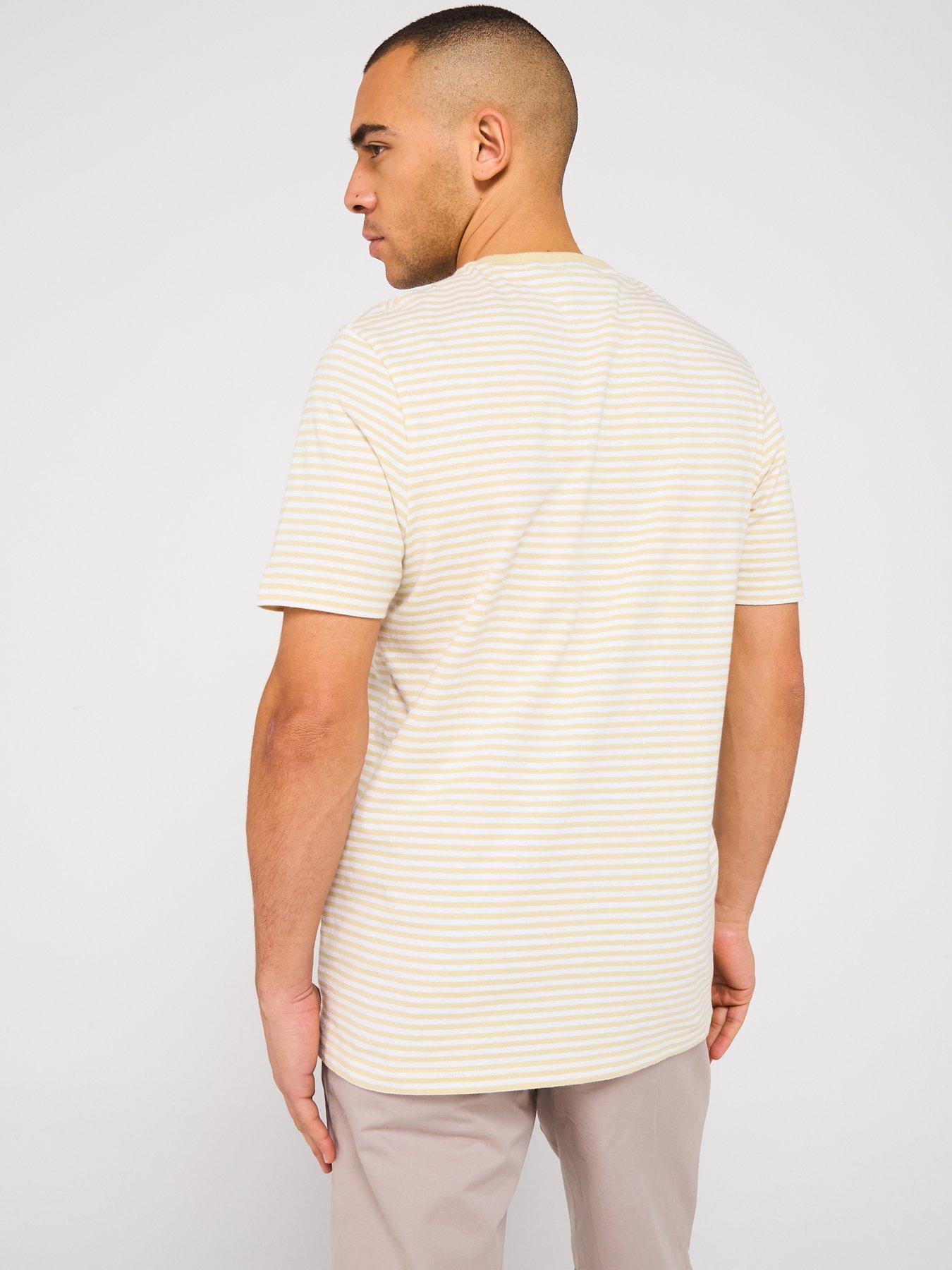  image of lyle-scott-linen-blend-breton-stripe-t-shirt-off-white