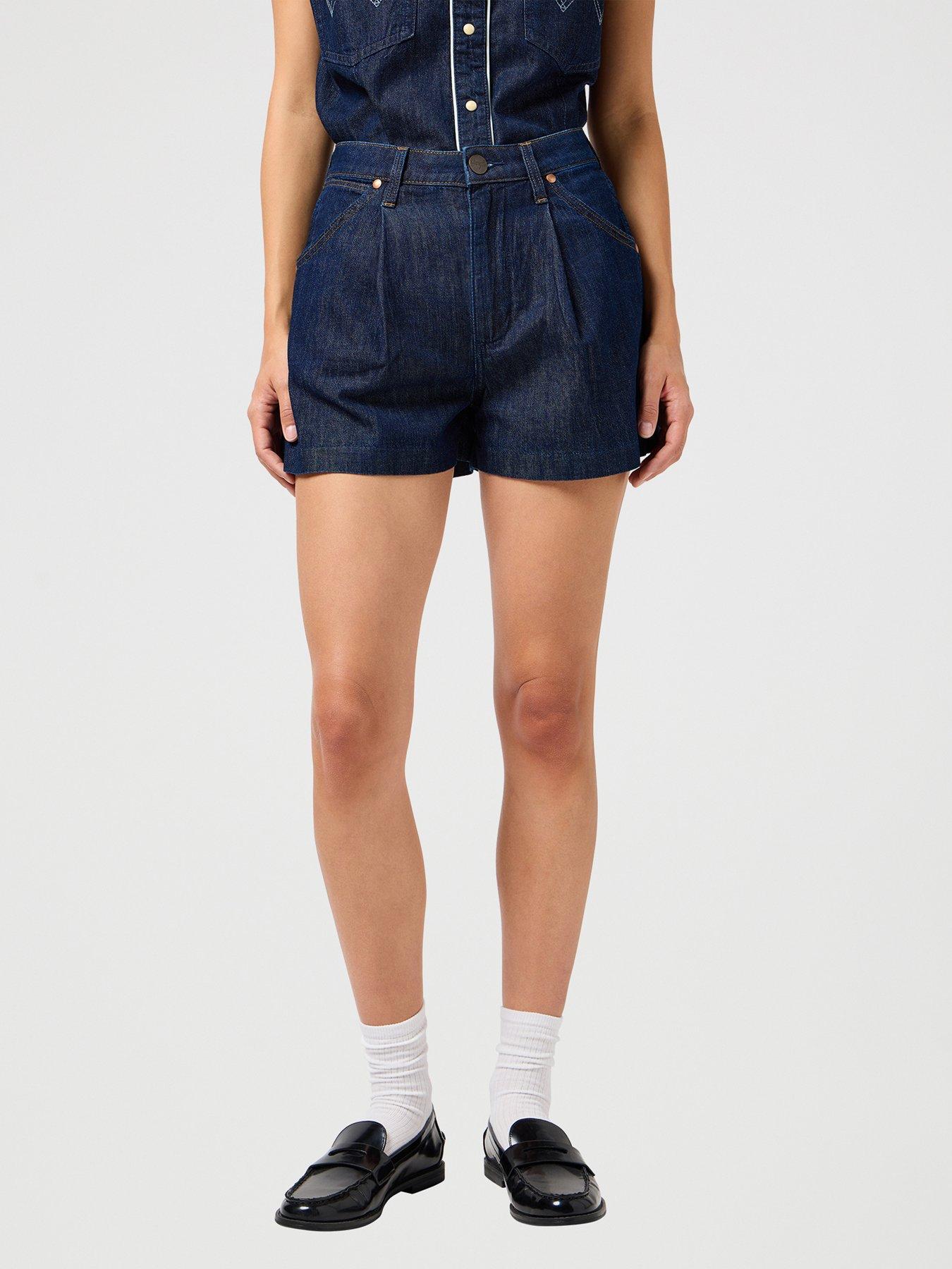 wrangler-pleated-denim-shorts-black