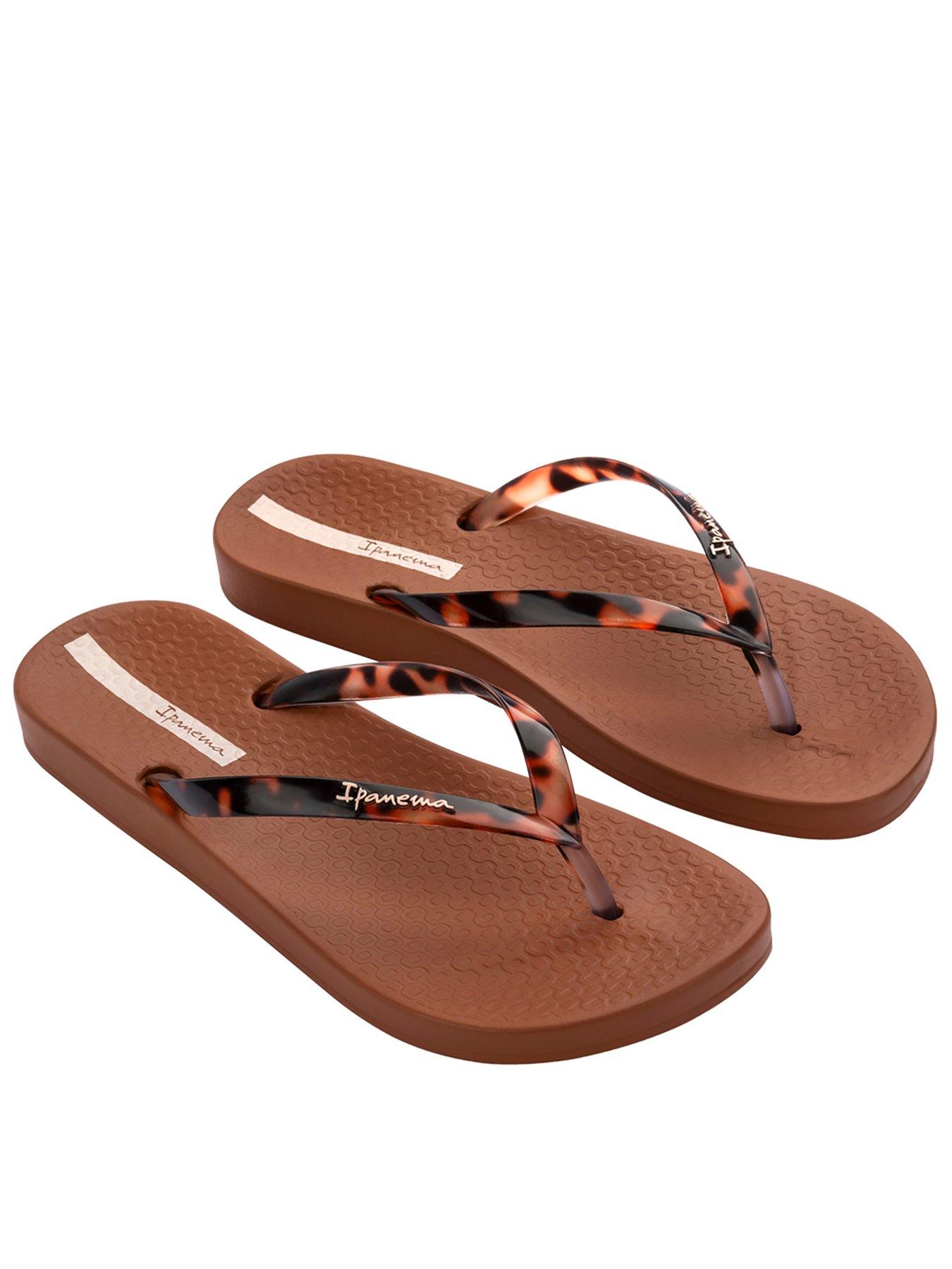 undefined Anat Connect Tortoise Shell Print Flip-Flop - Brown
