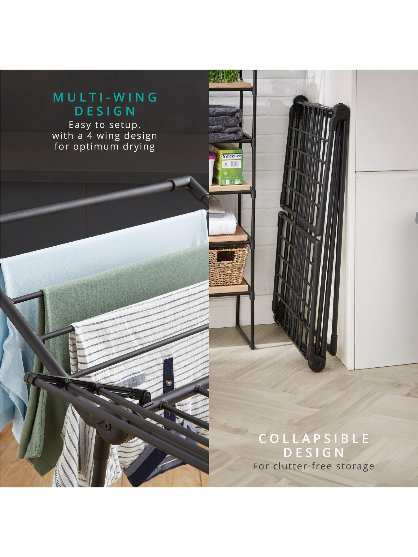 Image 4 of 7 of Swan Stealth Multi-Wing Collapsible Clothes Airer, Black
