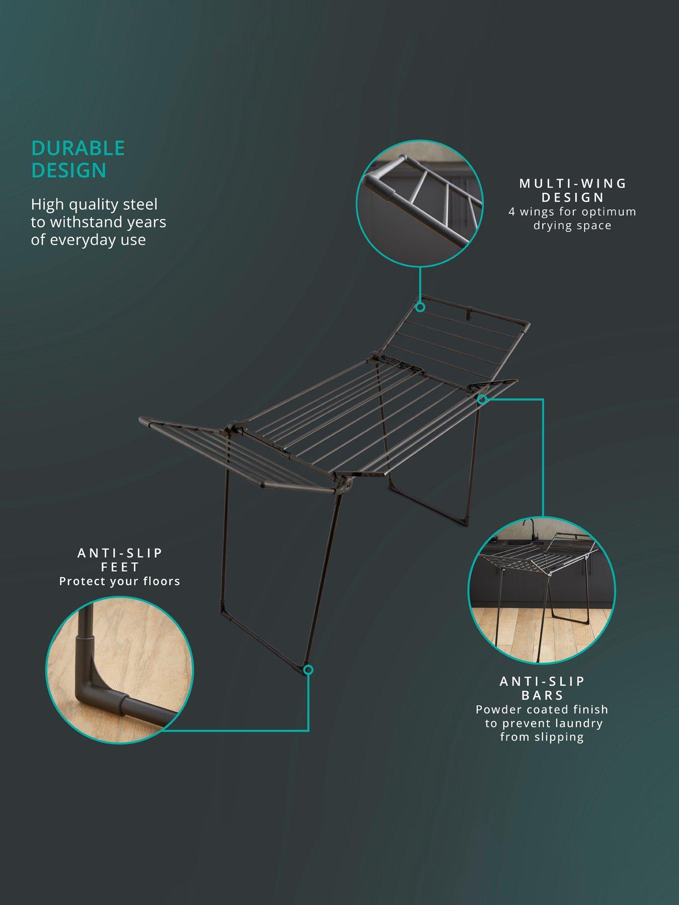 Image 5 of 7 of Swan Stealth Multi-Wing Collapsible Clothes Airer, Black
