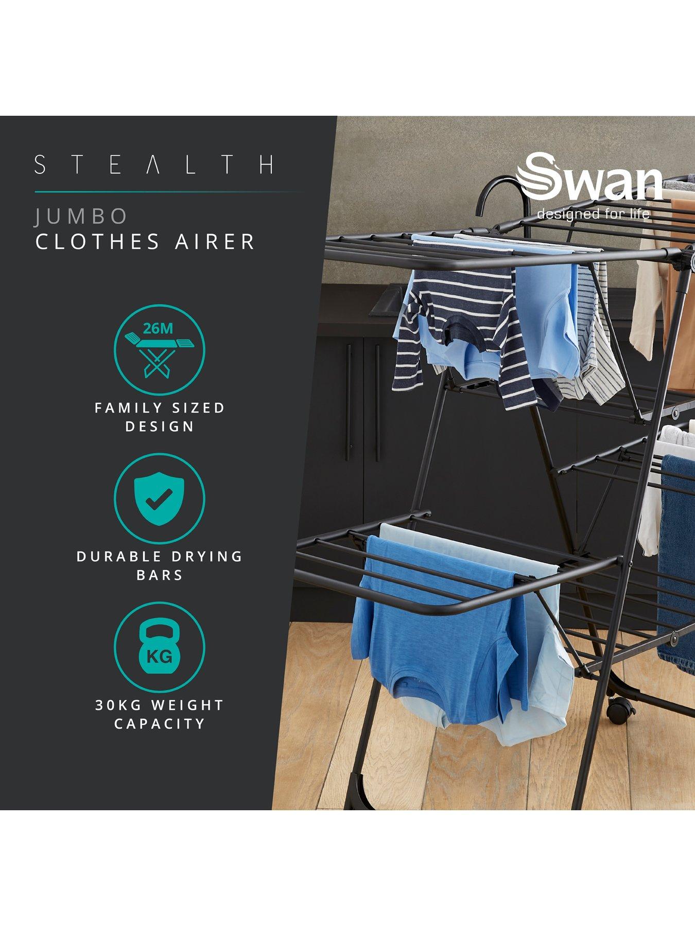 Image 2 of 7 of Swan Stealth Jumbo Collapsible Clothes Airer, Black
