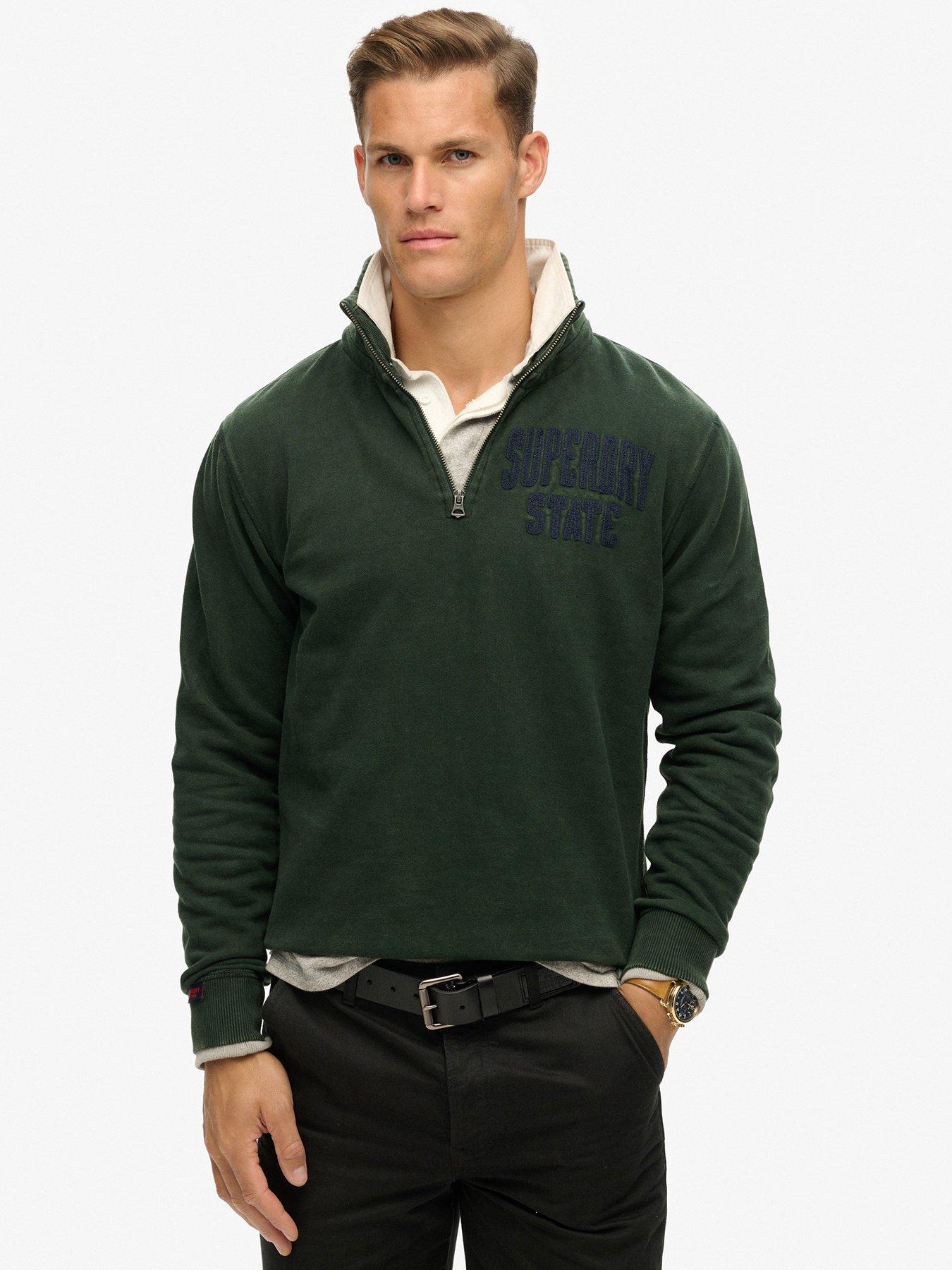 Image 1 of 5 of Superdry Vintage Athletic Quarter Zip Sweat - Dark Green