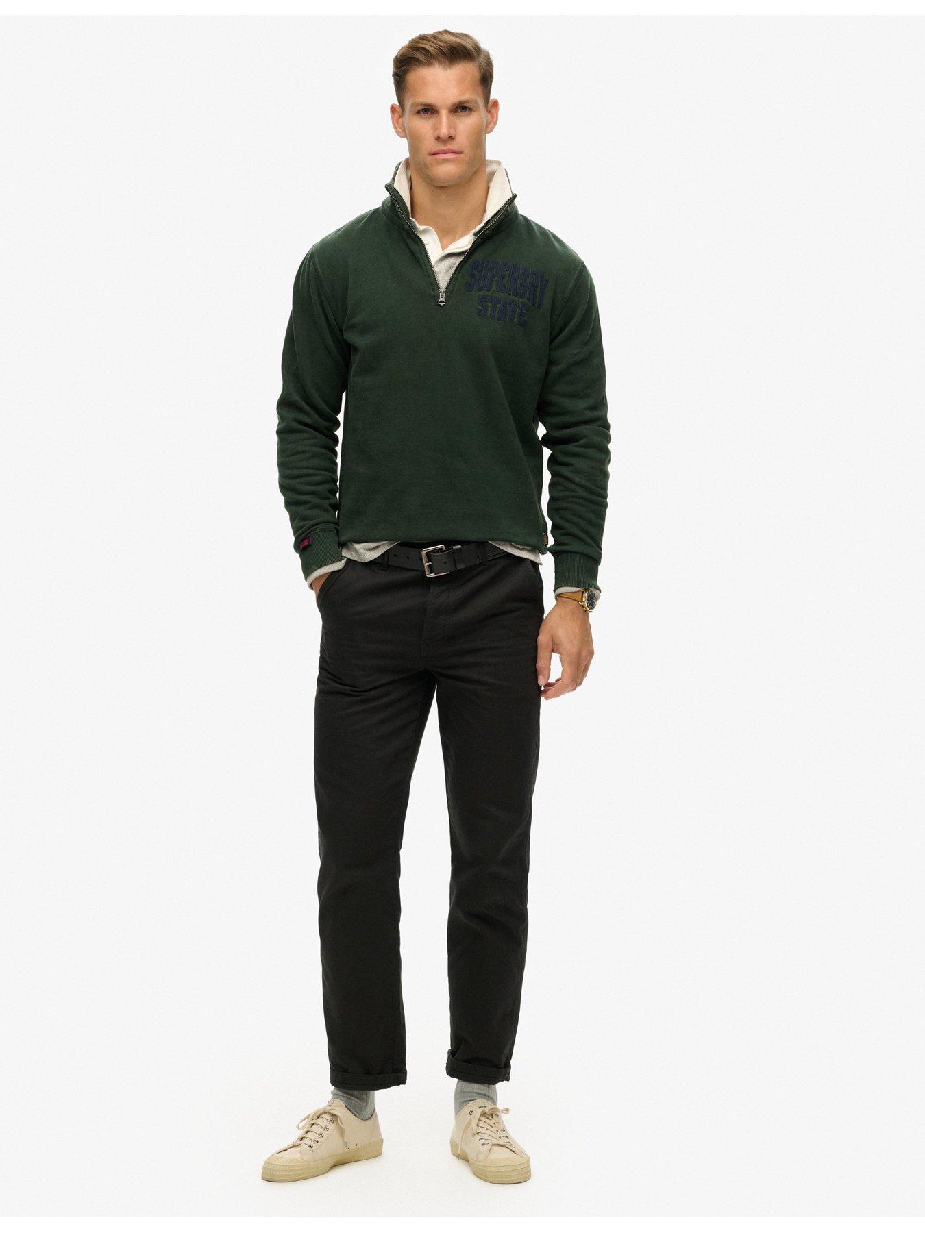 Image 3 of 5 of Superdry Vintage Athletic Quarter Zip Sweat - Dark Green